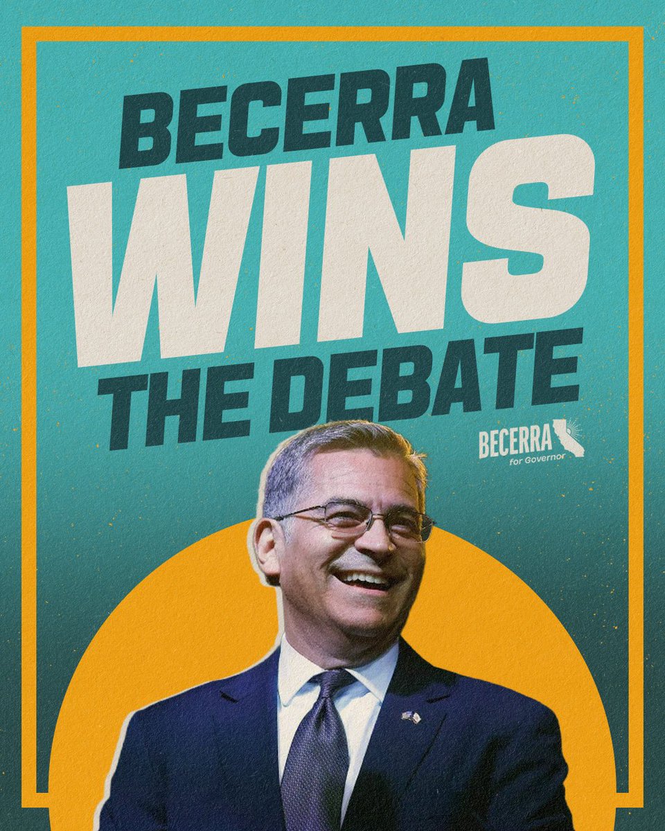 XavierBecerra's tweet photo. Another win for Team Becerra! Thank you to everyone who watched last night's debate to show their support.

This movement is real. Our campaign is powered by community, passion, and hope for a stronger California.

We’re almost there! https://t.co/zzmlxT22R4