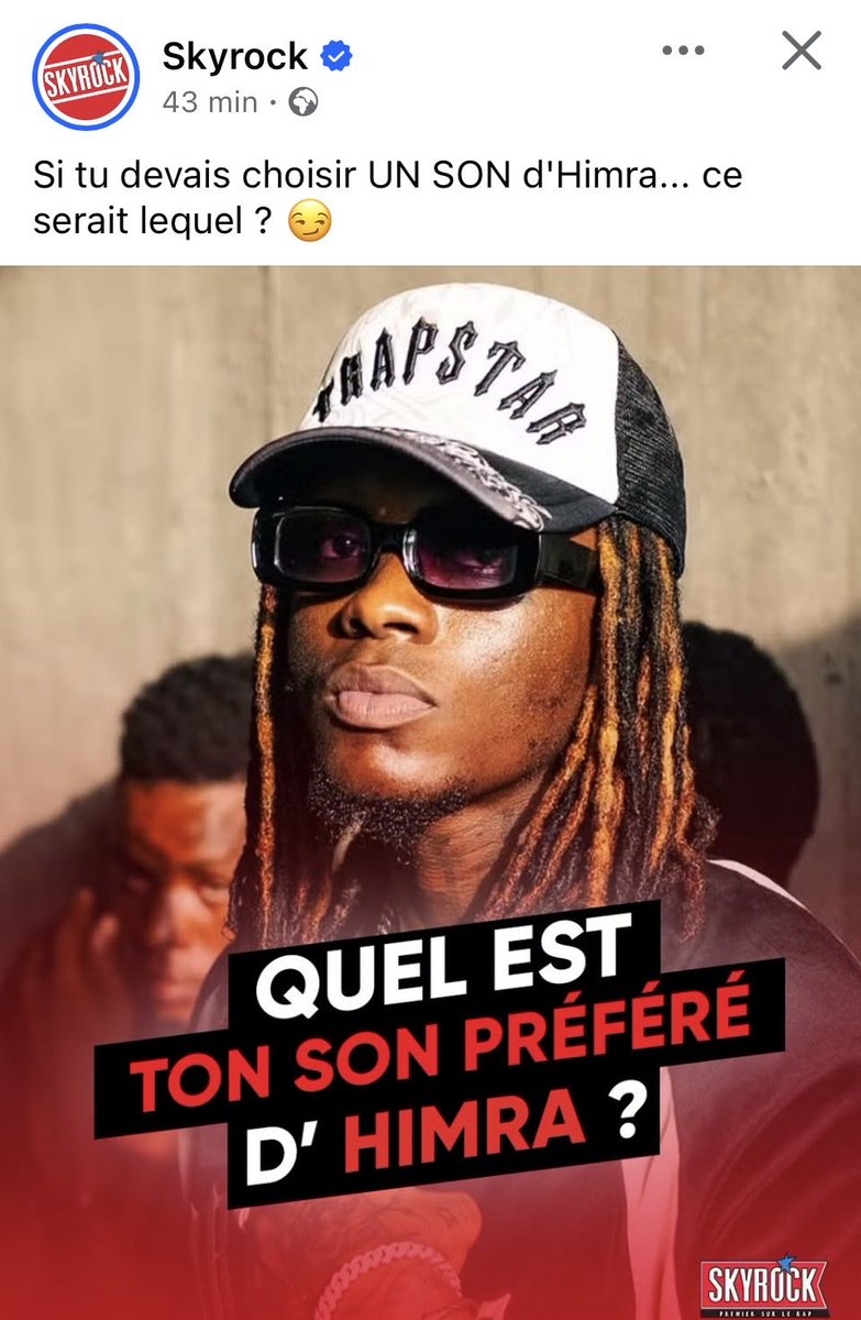 leotheexpert's tweet photo. Y’a des fans et des artistes qui se plaignent pourquoi @rapking634 et @topdumoment1  affichent beaucoup himra. Voilà skyrock qui le poste pour la 15 fois en moins de 2ans alors qu’il n’est jamais passé sur skyrock. 
Y’a une différence entre star et artiste. https://t.co/7FBILKaQ3Y