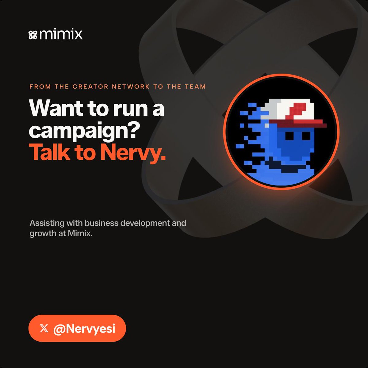 Nervyesi's tweet photo. Excited to share that I’ve joined @mimix_xyz as BD 

Mimix helps brands activate verified creators on X to amplify content, drive conversation, and get more distribution

If your team is looking to do more with creators on X, shoot me a DM📥 https://t.co/KeiOyomFfr