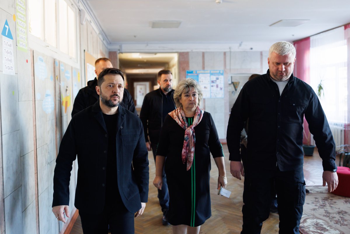 ZelenskyyUa's tweet photo. I spoke with the principal and teachers of a Kyiv school that the Russians struck with a “shahed” this morning. Most importantly, everyone is alive. During the attack, more than 100 children and over 60 teachers were in the shelter. I thank the entire staff for their clear and coordinated actions, which saved lives. I expect the team of the Office, the district state administration, together with the Ministry of Education and Science, to ensure the school’s prompt restoration and energy independence. I have given the relevant instructions.

Striking schools and kindergartens is a deliberate Russian tactic aimed at making ordinary life a target. And we are working nonstop to strengthen our air defense and increase the production of Ukrainian interceptors against jet-powered “shaheds” in order to protect our cities and communities from such strikes.