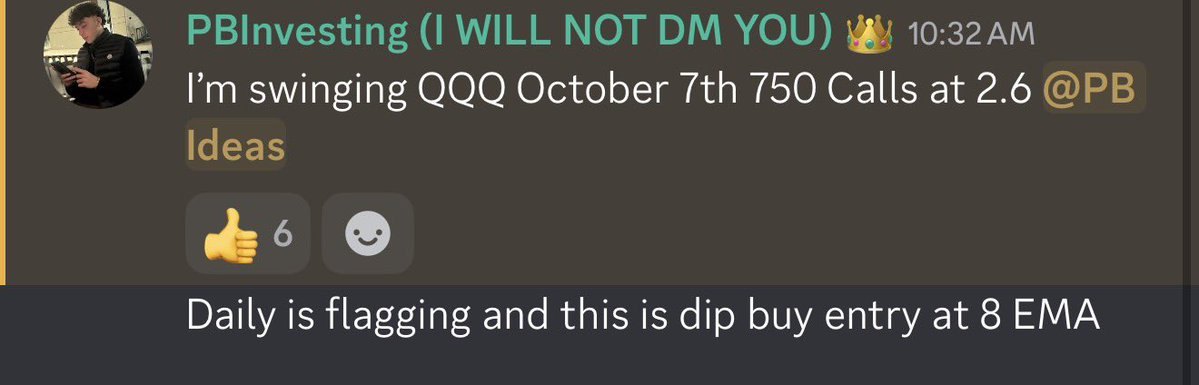 PBInvesting's tweet photo. I’m on a flight to Florida right now and I took one trade today that was so stress free. 

$QQQ one week out calls for a 50% win alerted with entry / exit! 

Whole trip was paid for with this trade. 

Let’s go 🔥 https://t.co/aGSg2iprBZ