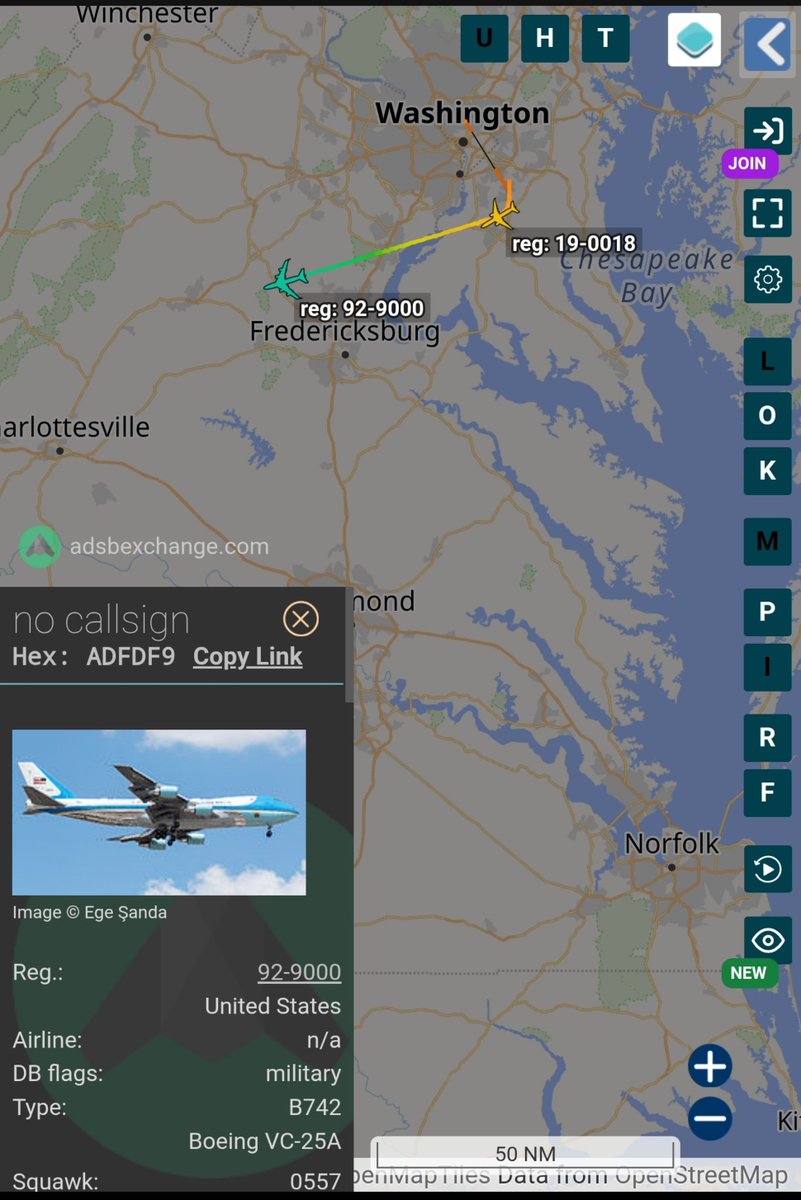 sipjack1776's tweet photo. POTUS departs JB Andrews en route to TX and Oklahoma. 
First stop is at Peterbuilt Motors in Denton, TX.

VC-25A 
#ADFDF9/92-9000/AF1

Backup plane:
C-32A 
#AE4AEC/19-0018/SAM47
@Borrowed7Time @norb420 https://t.co/LxFKy9mkCv