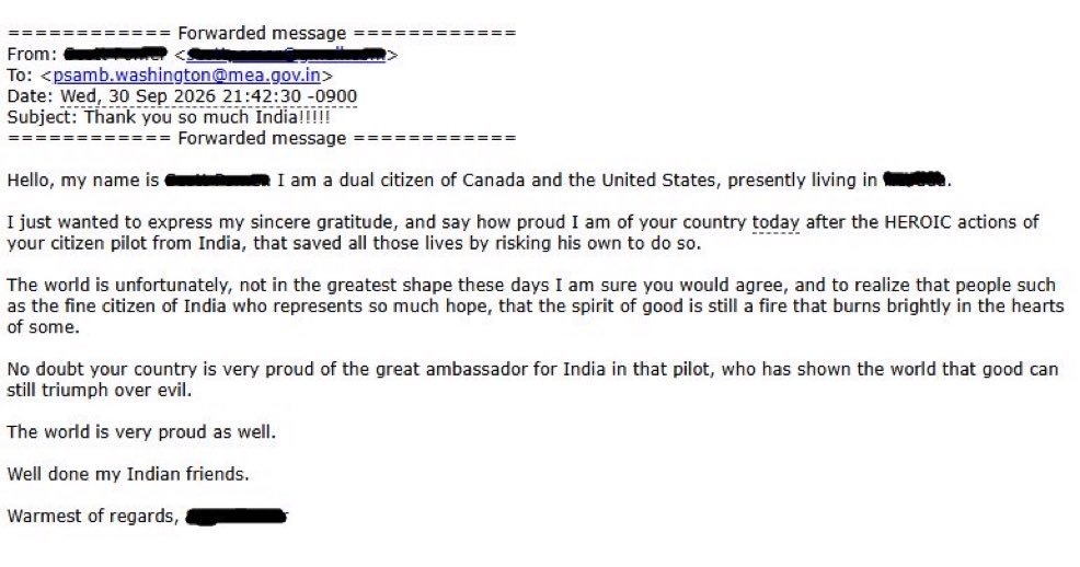 s_insilence's tweet photo. Thank you so much India!” write ordinary citizens to India’s Ambassador to the US after Captain Smit Machchar’s heroics. https://t.co/Twr8rr4QKI