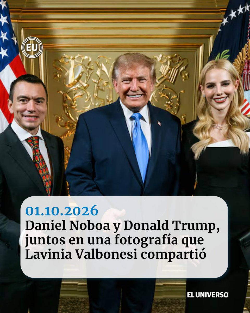 eluniversocom's tweet photo. Daniel Noboa y Donald Trump, juntos en una fotografía que Lavinia Valbonesi compartió en redes https://t.co/L43AdAmlrU https://t.co/KNndwqzjWn