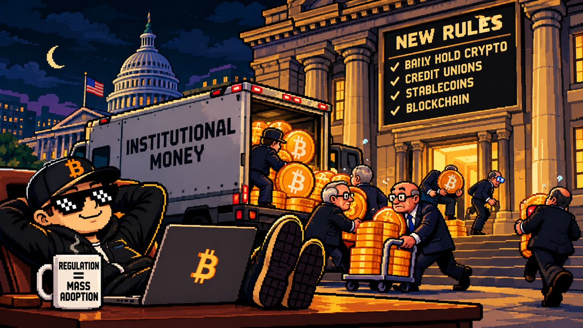 BullnBearoff's tweet photo. 🚨 BREAKING: U.S. BANKS ARE GOING ONCHAIN. 🇺🇸
Stablecoins. Blockchain. Digital assets.
Crypto was apparently “too risky”…
until the banks got permission to touch it. 💀
TradFi didn’t kill crypto.
It downloaded it.
$BTC #Crypto #Bitcoin #Stablecoins https://t.co/Q4mWARLr9B