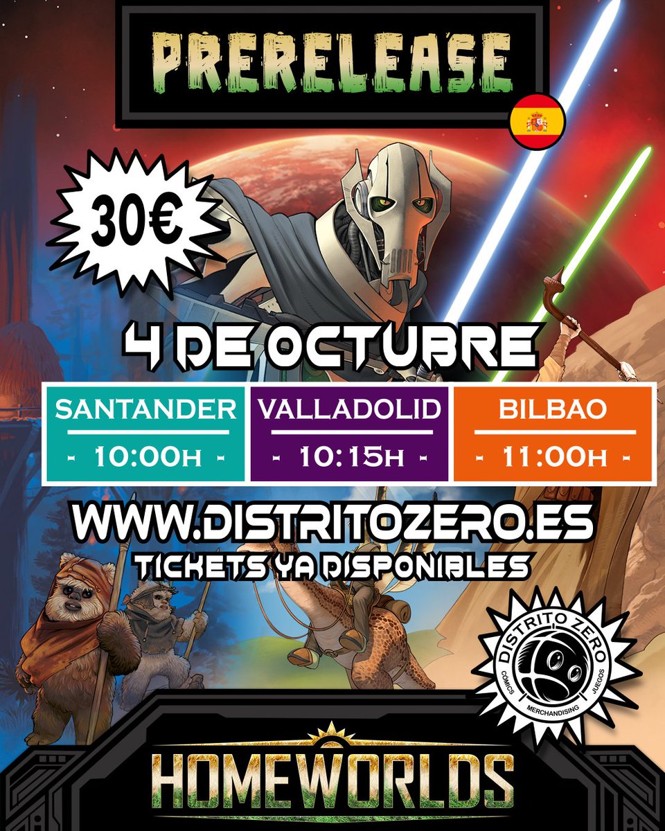 DistritoZer0's tweet photo. Este fin de semana tenemos la presentación de HOMEWORLDS - Star Wars Unlimited...
¡¡Y viene con SORTEO!!!

🎁 ¡SORTEAMOS 2 SPOTLIGHT DECKS!
Entre tod@s l@s jugador@s de nuestras presentaciones.
👉 ¡Cada presentación que juegues = 1 participación!

📅 FECHA Y HORARIOS
📍 SANTANDER
4 de octubre → 10:00H
📍 VALLADOLID
4 de octubre → 10:15H
📍 BILBAO
4 de octubre → 11:00H

💶 30€ | 👥 Plazas limitadas
🎁 2 GANADORES

🎥 SORTEO EN DIRECTO EN INSTAGRAM
📅 Miércoles 7 de octubre · 20:00H
📍 @distritozerotcg
📞 Llamaremos a los ganadores a partir de las 20:15H

⚠️ ¡MUY IMPORTANTE!
Si eres ganador, te llamaremos 3 veces.
Si no contestas… ¡se vuelve a sortear! 👀

💬 Y recuerda la pregunta:
«¿SABES QUÉ ES LO QUE QUIERO?»
🔥 Respuesta: «¡EL PREMIO DE DISTRITO ZERO!»

🌐 Tickets: https://t.co/aLFSj1ypns

💭 ¿En qué tienda vas a jugar? 👇✨