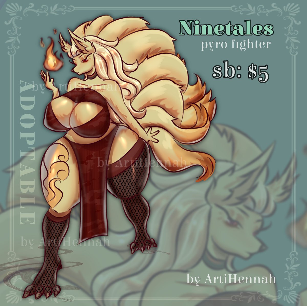 artihennah's tweet photo. Poke adoptable - Ninetails Pyro Fighter [OPEN]
#pokemon #ninetails #furryartㅤㅤㅤ #adoptable #auction https://t.co/53VZD4Rdmb
