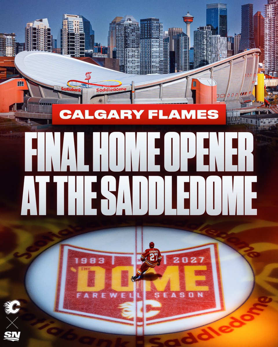 Sportsnet's tweet photo. One last home opener at the Saddledome 🥹

📺: Kraken vs. Flames TONIGHT at 9pm ET / 7pm MT on SNW or stream on Sportsnet+ https://t.co/8iklR8RJRw