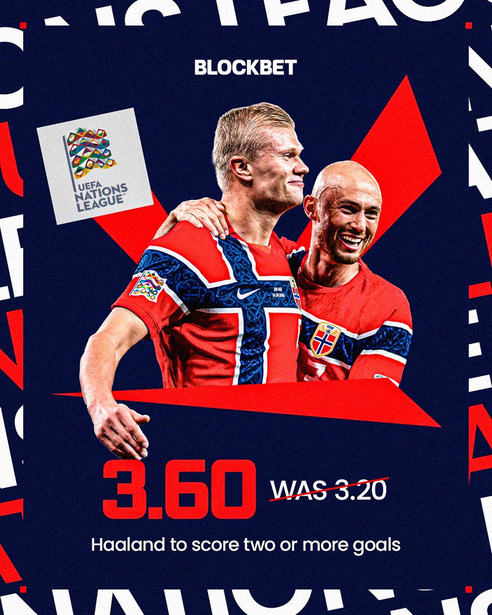 BlockBetGG's tweet photo. Erling Haaland and Norway head to Cardiff tonight to take on Wales. 😈

We've boosted Haaland to score two or more. 🤖

Best price anywhere. Lock in. 💵 https://t.co/t5zeuJ1Wfk
