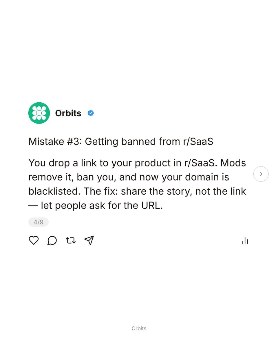 Orbits_startups's tweet photo. You shipped a feature last Tuesday. Nobody noticed.

That's a distribution problem, not a content problem.

One update in. Five platform-native posts out. Two angles each. It joins real Reddit threads instead of dropping links and running. https://t.co/tlat2hyldo