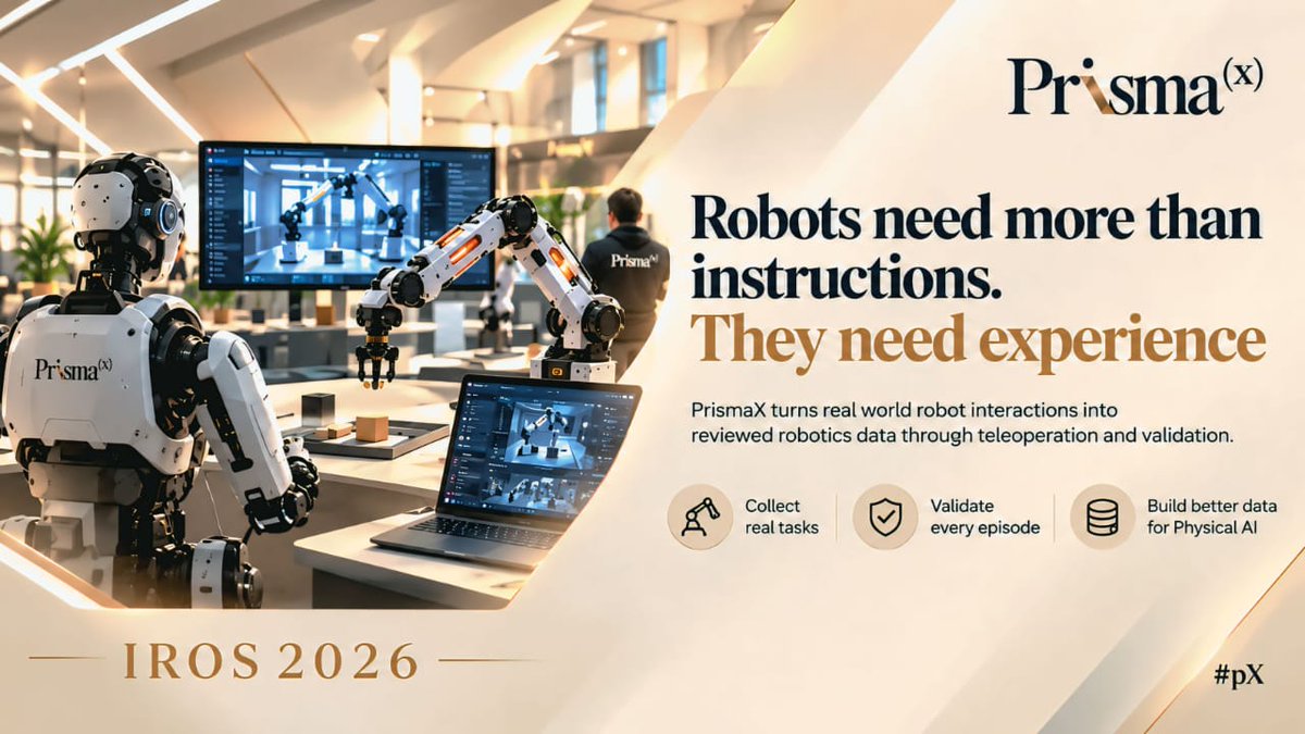MusaraFx's tweet photo. Robots need more than instructions. They need experience

PrismaX turns real world robot interactions into reviewed robotics data through teleoperation and validation

Collect real tasks @PrismaXai
Validate every episode
Build better data for Physical AI

@vivianrobotics  #pX https://t.co/dOq4eTUjZn