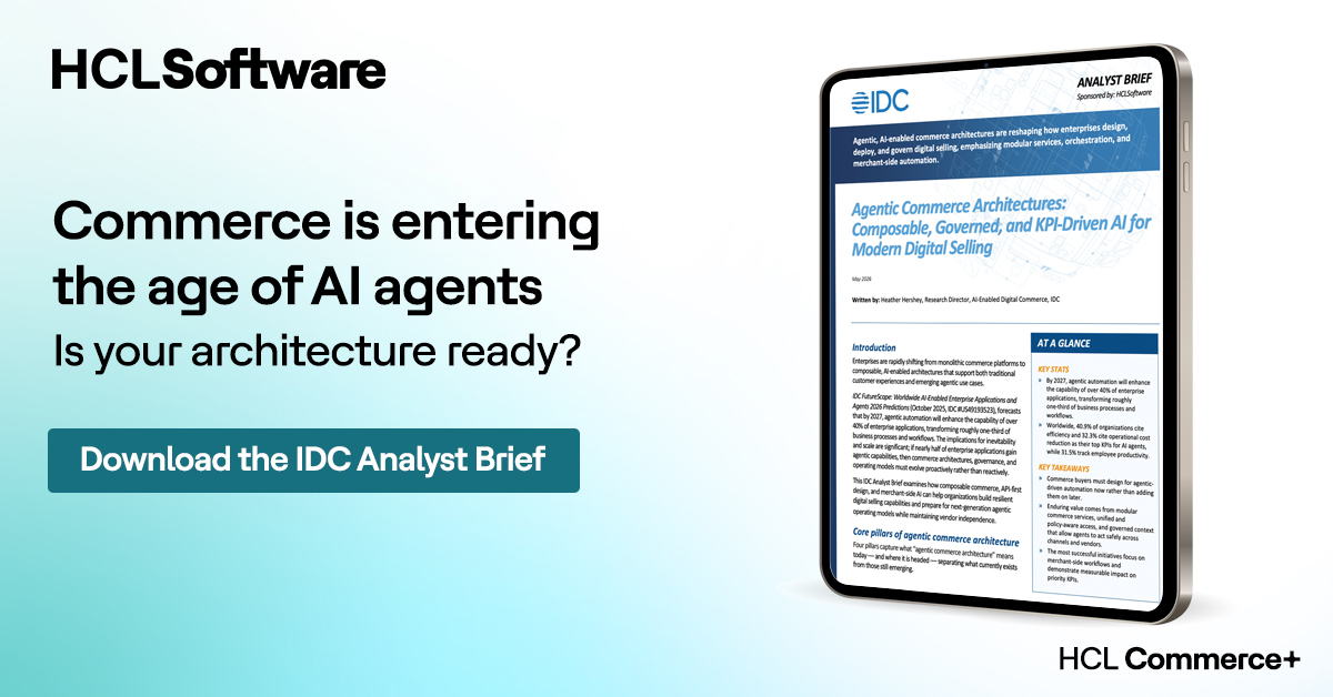 HCLCommerce's tweet photo. IDC Analyst Brief: AI is being measured by business outcomes.
Efficiency, cost reduction, and productivity are leading priorities according to a new IDC Analyst Brief.
Explore how in the brief: https://t.co/zfusN4l0Ck
#HCLSoftware #HCLCommerceplus https://t.co/hIueN0SAL3
