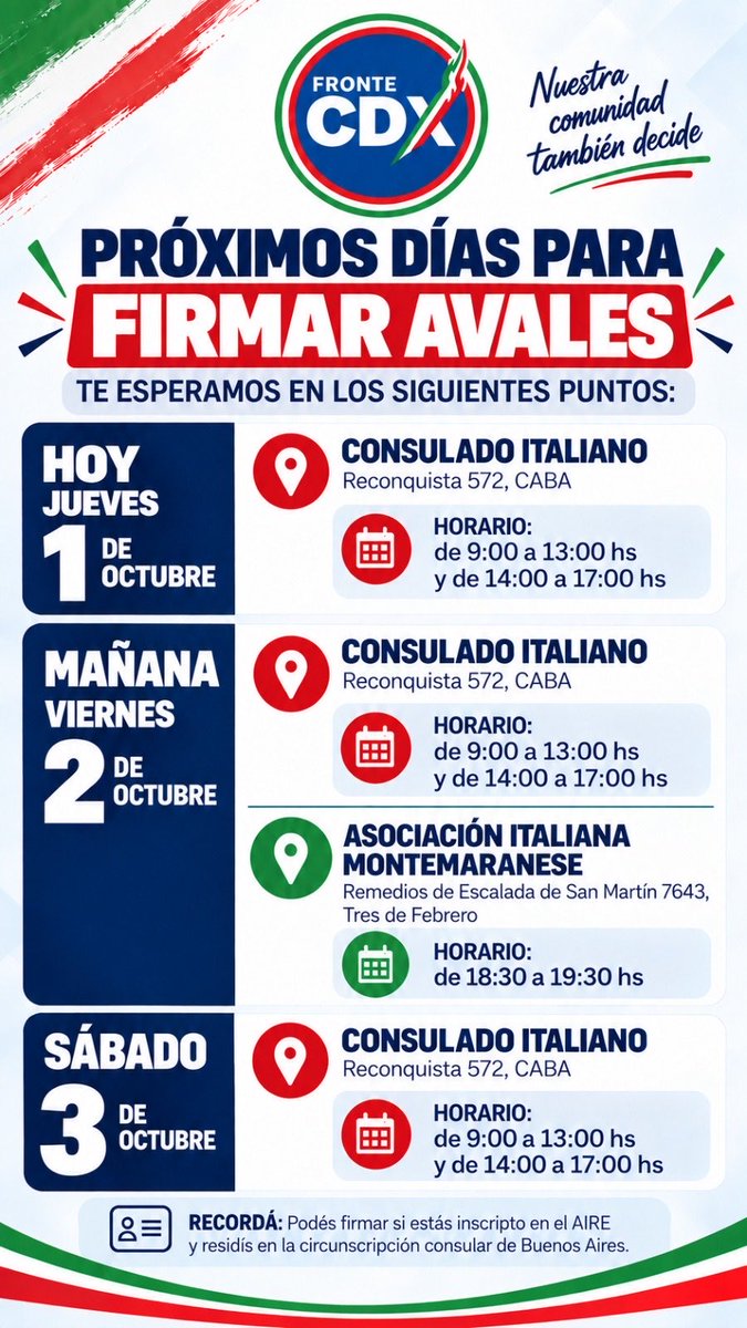 GordoDan_'s tweet photo. Señores, para todos los Italo-Argentinos: se abren Jueves, Viernes y Sábado el consulado italiano para firmar avales por Fratelli (la derecha italiana de MELONI) y que sigamos domando a la izquierda en todo el mundo. CIAO!👇 https://t.co/vKML8vfJJB