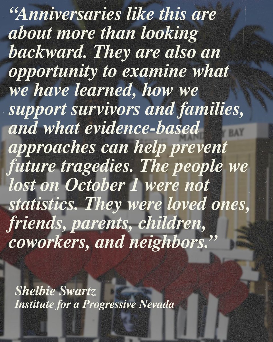 ProgressForNV's tweet photo. Today marks nine years since the Route 91 Harvest Festival shooting in Las Vegas, the deadliest mass shooting in modern U.S. history. October 1 remains a day to remember the lives lost, honor those who lived, and recognize the ongoing work to address gun violence. https://t.co/zLown80zMj
