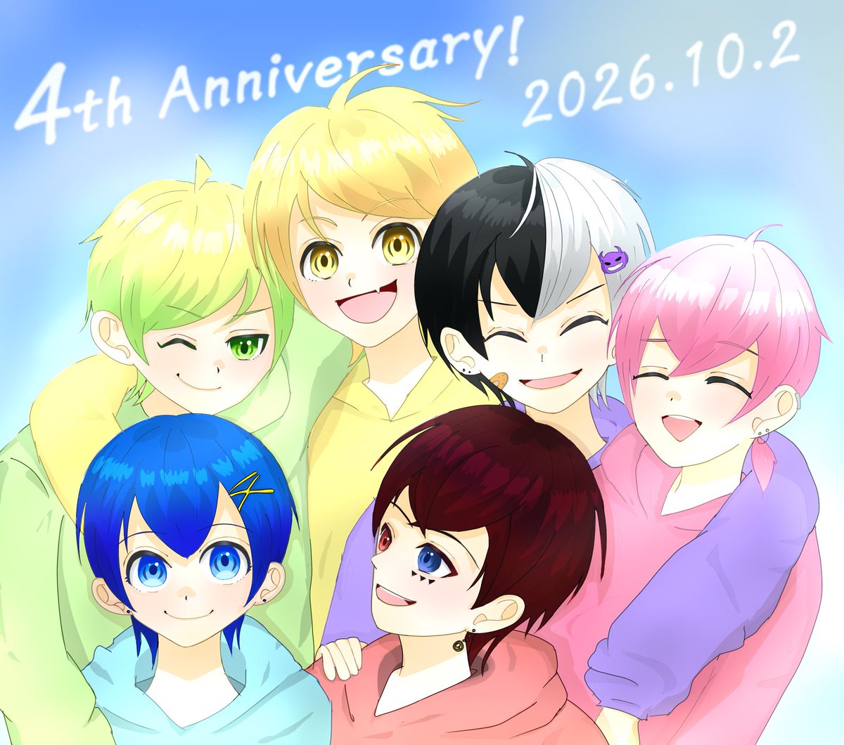 maruiinu2525's tweet photo. 📣4周年おめでとうございます📣

たくさんの楽しいを届けてくれるアンプタックカラーズが大好きです💛💜💚🩵❤️🩷
100%🌈を目指すみんなをこれからもずっとずっと応援してます！

#AMPTAK4周年
#アンプ絵 https://t.co/M7wmbACo3o