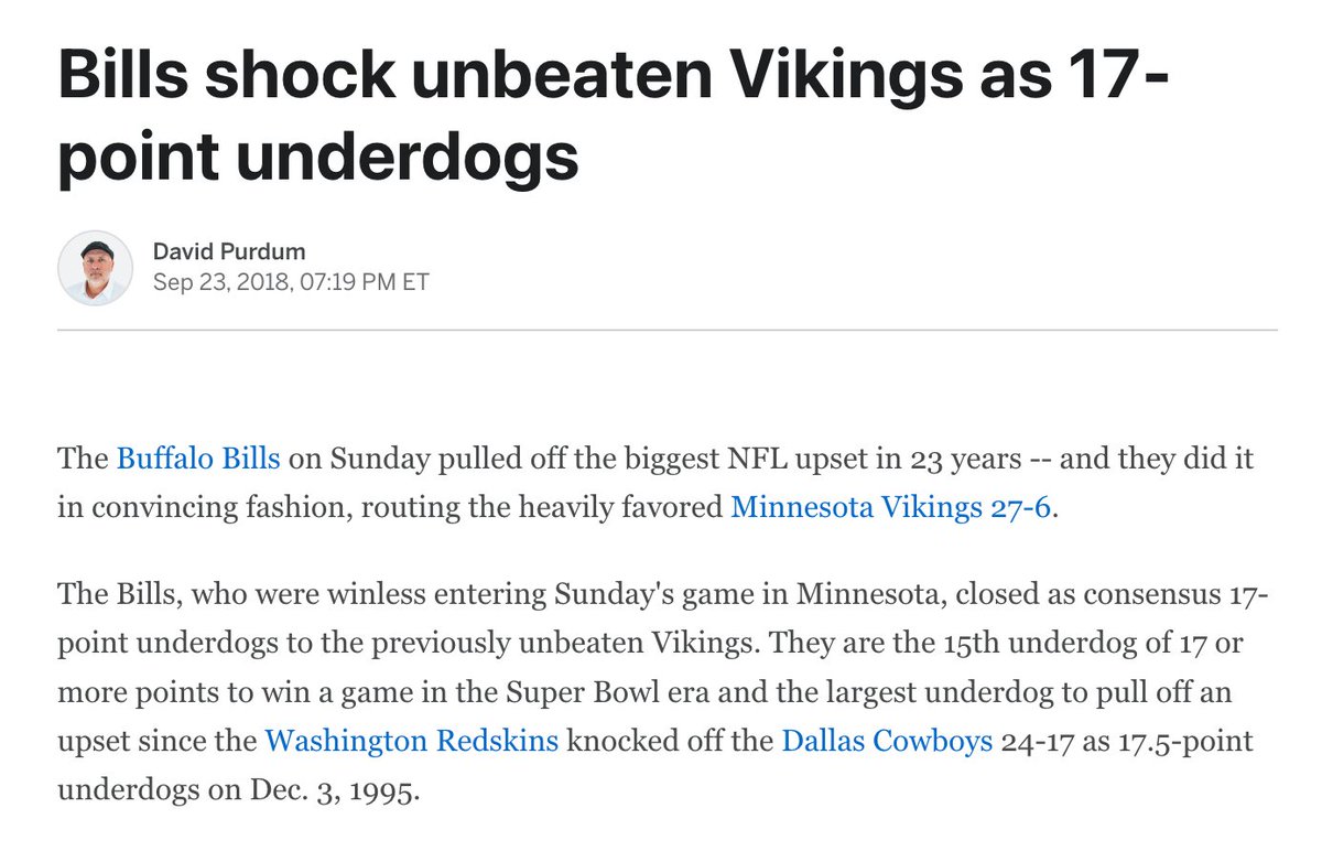 SurvivorAtlas's tweet photo. MIN deja vu for any prehistoric Survivor players?
W3, 2018. MIN -16 vs BUF
~58% popular
It was MIN 0, BUF 27 at halftime. Not even close.

Now it’s 3-0 MIN vs 0-3 MIA, with a ton of the field piling on. https://t.co/38D2JY5wJI
