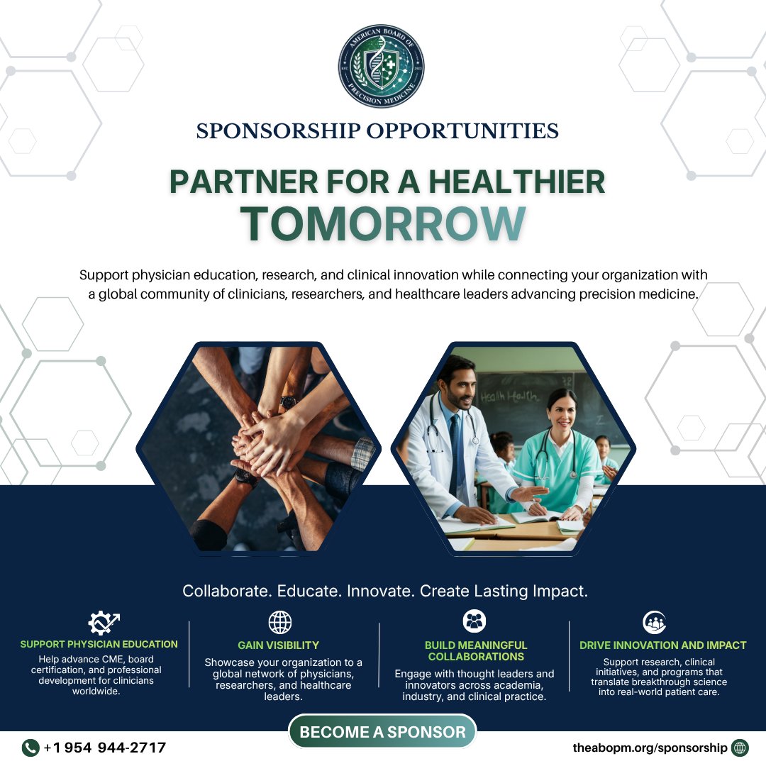 The_ABOPM's tweet photo. The future of precision medicine will be shaped by the organizations willing to invest in it today.

Partner with ABOPM and help build a healthier, more personalized future.

https://t.co/qwlYR0hXG1

#PrecisionMedicine #HealthcareInnovation https://t.co/ySi8rWAJ9t