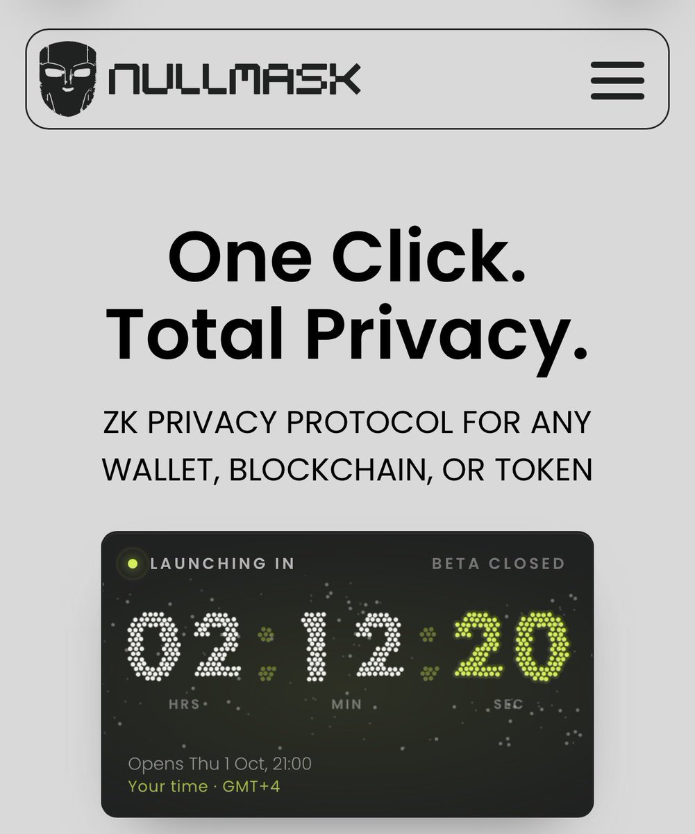 tikoxbt's tweet photo. Timestamp this post

@NullMaskio goes live in 2 hours and I want it on record that I said this before launch

I need you to understand how big solana:HuAXPyDWDaMYFKuwQHpqL1oPnj93zdzWmtvFGzCeCUa7 can get

Blockchains were built to be open. That was the whole idea. Everything visible to everyone forever

Then one coin went against that narrative and pushed privacy instead. Everyone said it made no sense. Today zcash:native is one of the strongest ideas in crypto

Now imagine this

Years later one of the contributors behind that coin builds his own

@NullMaskio removes the need for any extra privacy tools. No mixers. No separate apps. No workarounds

Shielding and unshielding right inside your own wallet

EVM and Solana

Now the part most of you skipped

100% of revenue goes into buybacks

And holders get paid in $ZEC just for holding. 500k already sent out and the product is not even live yet

Most of you still don't get how big this is

2 hours 🎭
