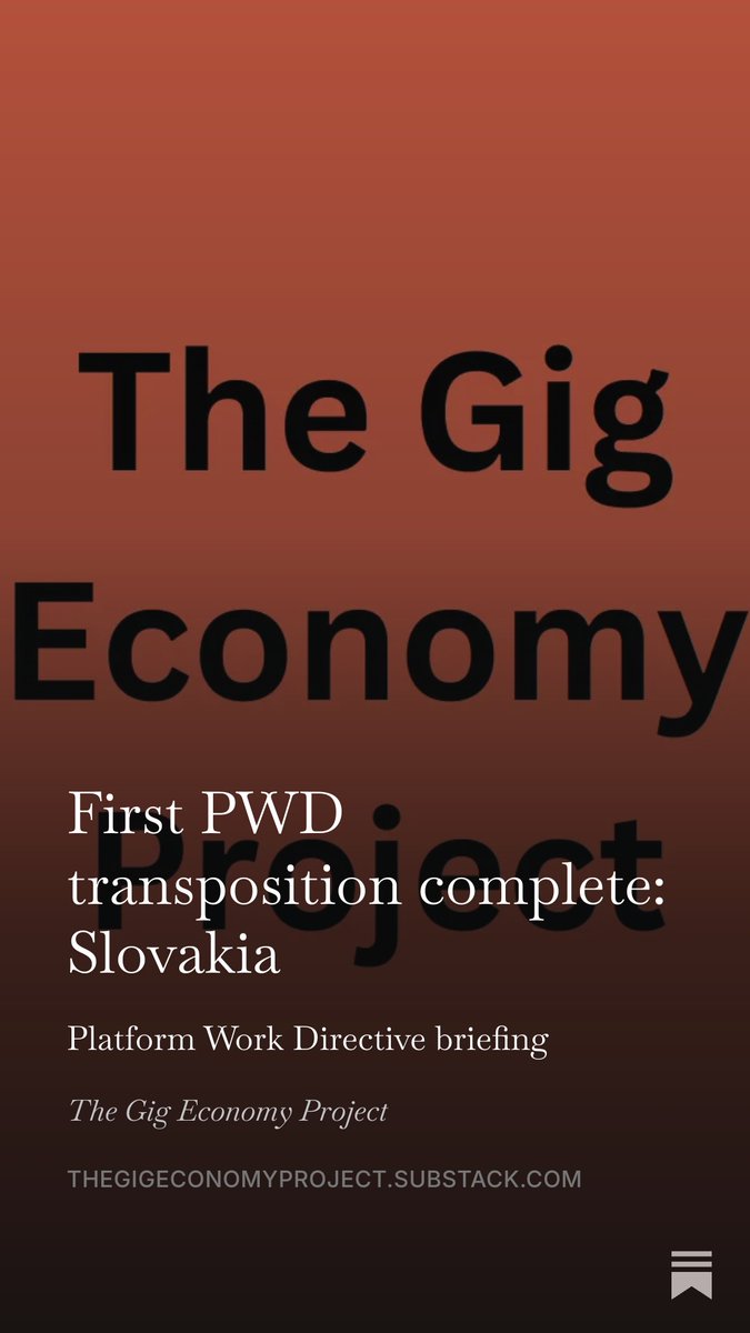 project_gig's tweet photo. The first country to transpose the EU Platform Work Directive is Slovakia. 

We take a look at the strengths and weaknesses of 'The Act on Work Performed through Digital Labour Platforms' in this GEP briefing: https://t.co/jk36YXicbp https://t.co/0QkQeWnlhM