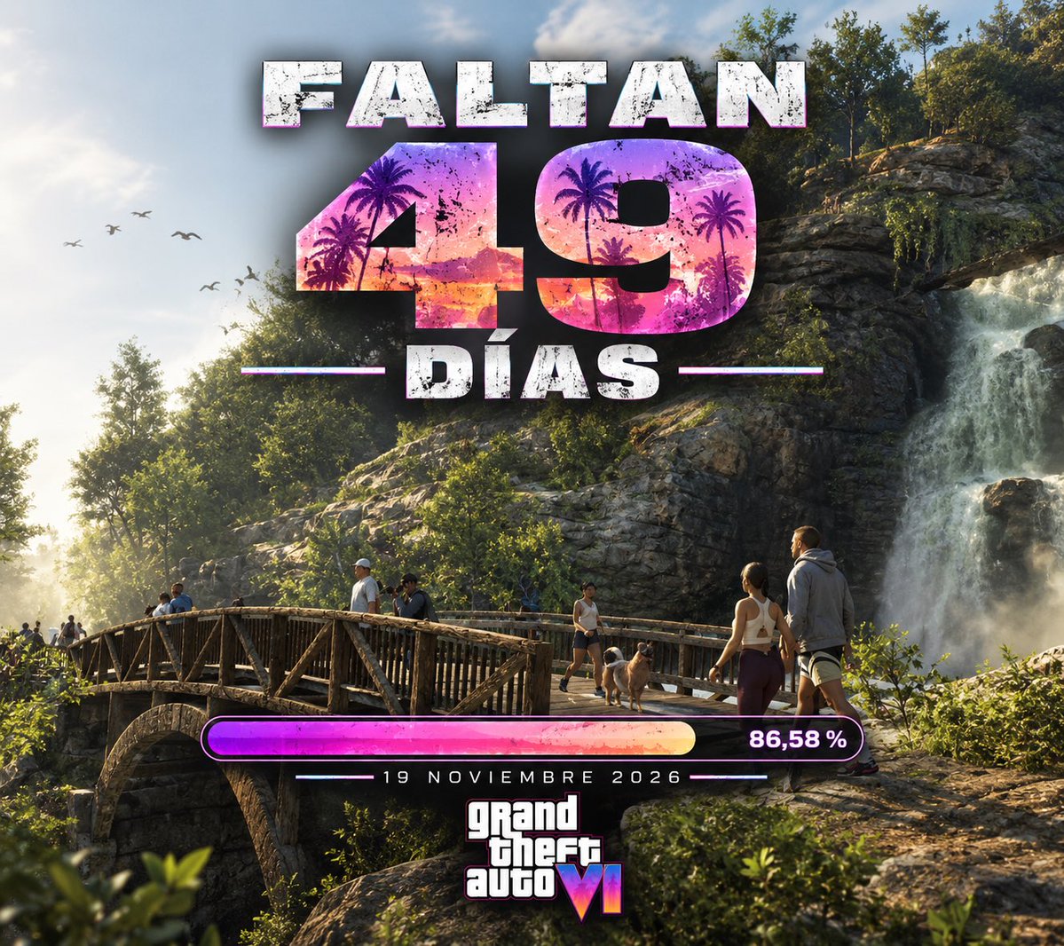 ElNeuroparako's tweet photo. 🔥 ¡49 DÍAS PARA GTA VI! 🔥

La cuenta regresiva ya está por debajo de los 50. 👀🌴
Cada día estamos más cerca de volver a Vice City y comenzar la nueva historia de Jason y Lucia. 🎮🔥

#GTA6 #GTAVI #RockstarGames #ViceCity https://t.co/PYMwbK5nvS