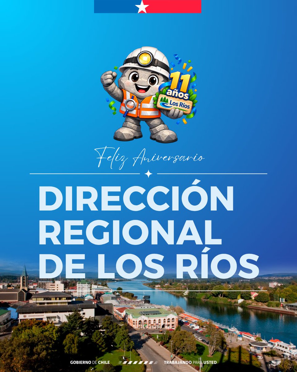 sernageomincl's tweet photo. 🎉¡Felices 11 años a nuestra Dirección Regional de Los Ríos!
Saludamos al equipo liderado por Carlos Johnson y destacamos su compromiso con el territorio, especialmente el importante despliegue realizado este año frente a las emergencias climáticas en Los Ríos y La Araucanía. https://t.co/3bCkpKQJYw