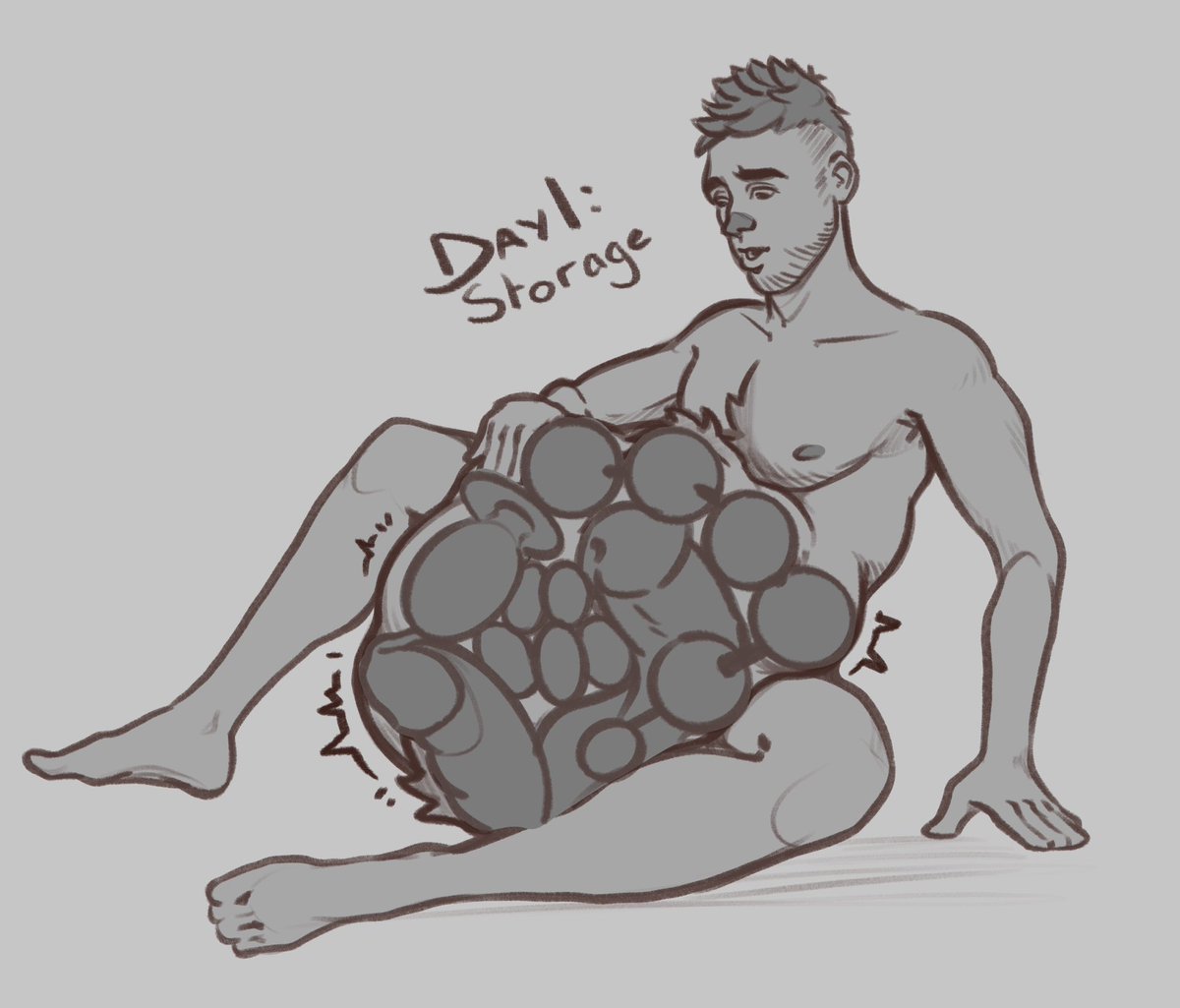 GurgleGuts's tweet photo. #Voretober2026 Day 1: Storage! Thought about object vore and the idea of a pred using his gut to store all of his toys hehe https://t.co/d3yTrywtsD