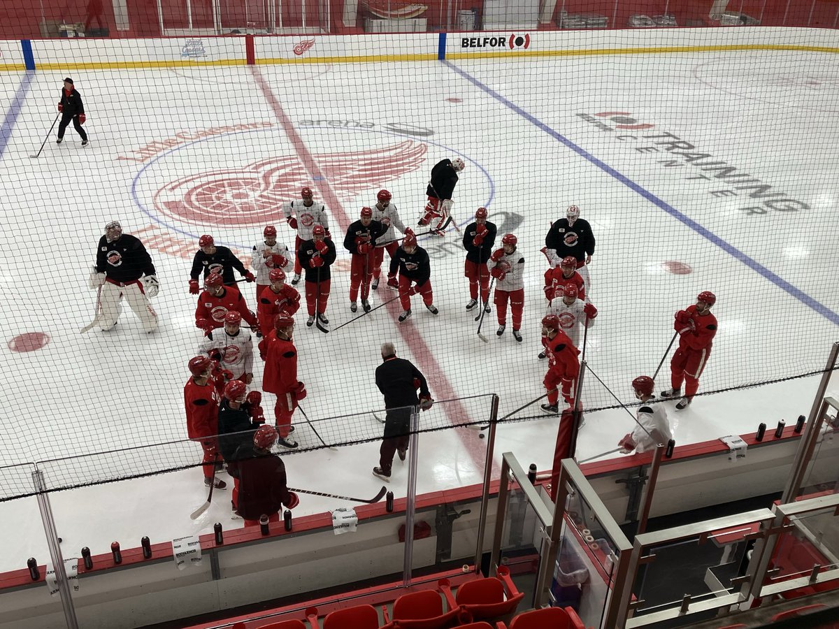 AnsarKhanMLive's tweet photo. #RedWings lines:
DeBrincat-Copp-Raymond
Finnie-Compher-Arvidsson
Rasmussen-Kasper-Kolesar
Appleton-Danielson-MBN
Larkin/Mazur https://t.co/L55BpaT2Mn