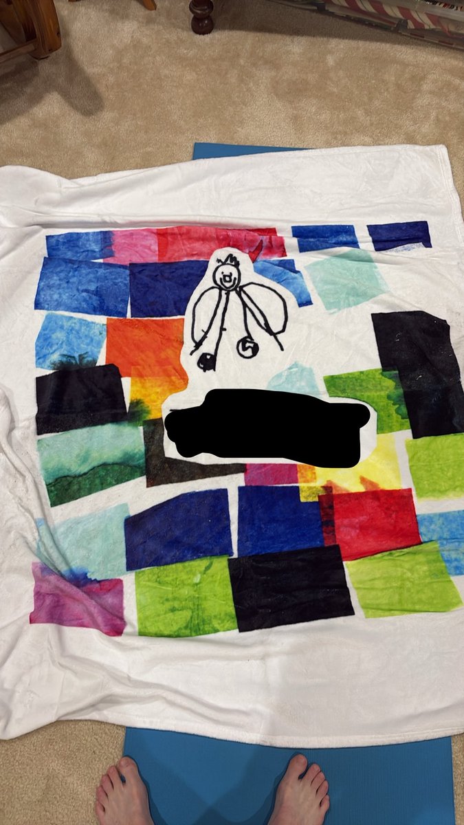 CaitlinHoey's tweet photo. @Zandermanderth1 You have a lot of belongings that include an image of yourself, Zander. I think it’s cute. 

My nephews’ school does a fundraiser where you can buy blankets with an image of their artwork printed on the front. I love my blanket with his kindergarten artwork printed on it. https://t.co/067vTfYgHm