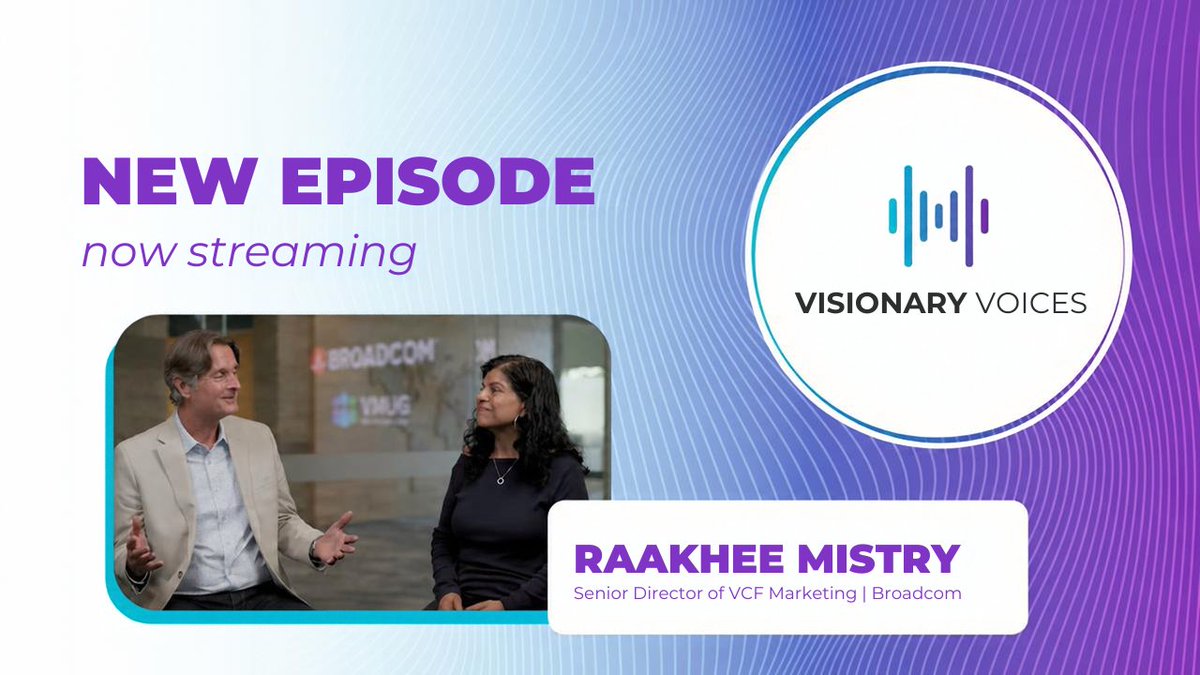 MyVMUG's tweet photo. What does Broadcom’s latest Private Cloud Outlook research say, and what does it mean for infrastructure professionals?

Raakhee Mistry, Senior Director of VCF Marketing at Broadcom, joins VMUG Executive Director Brad Tompkins to discuss where enterprise infrastructure is headed. They dive into the link between infrastructure and platform engineering teams, the skills IT pros need in the AI era, and how you can help shape cloud and AI strategy at your own organization.

Watch the full conversation: https://t.co/Q3Crs57VgN