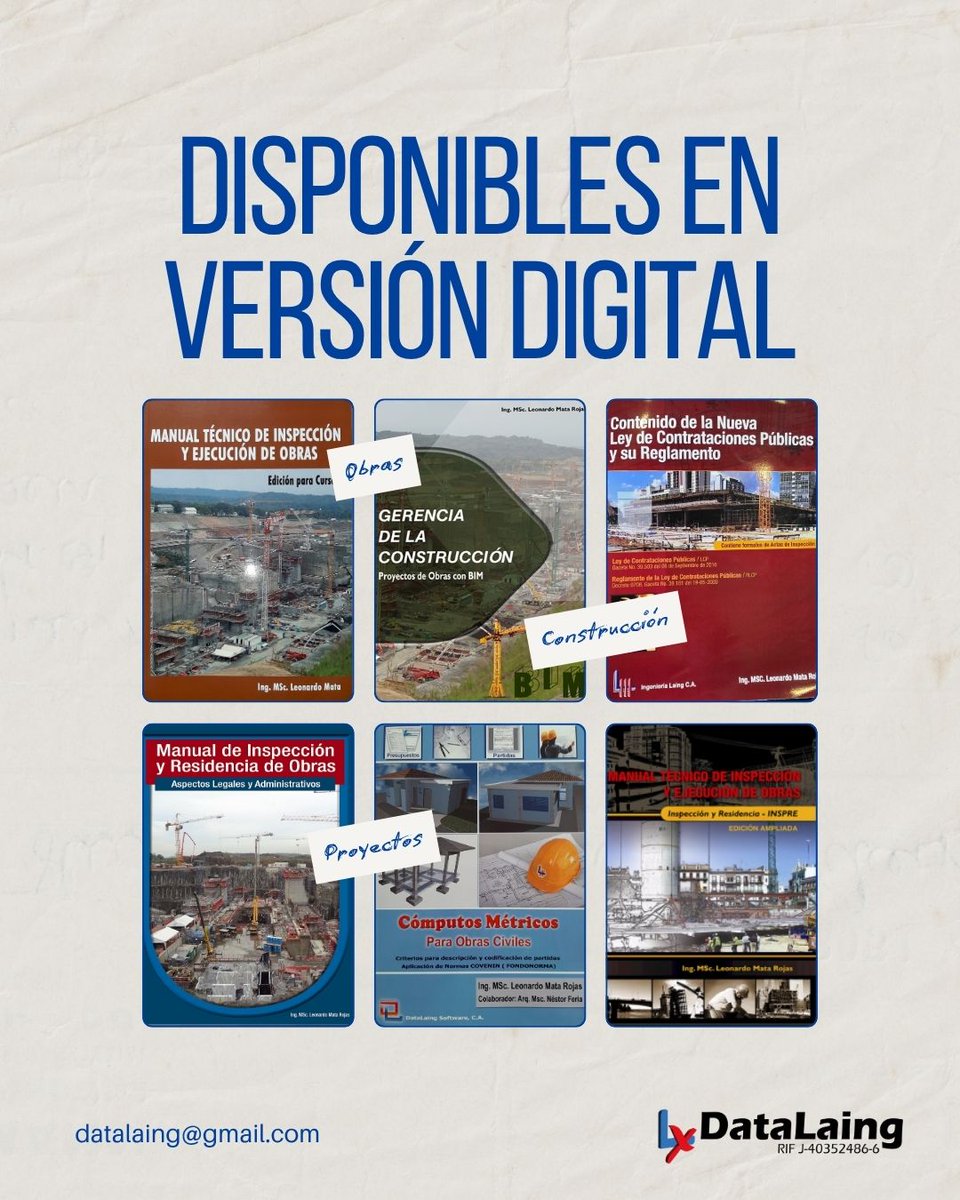datalaing's tweet photo. 📚 Libros técnicos disponibles para fortalecer criterios en gerencia, costos, presupuestos y construcción. #DataLaing https://t.co/HNqbeENKEH