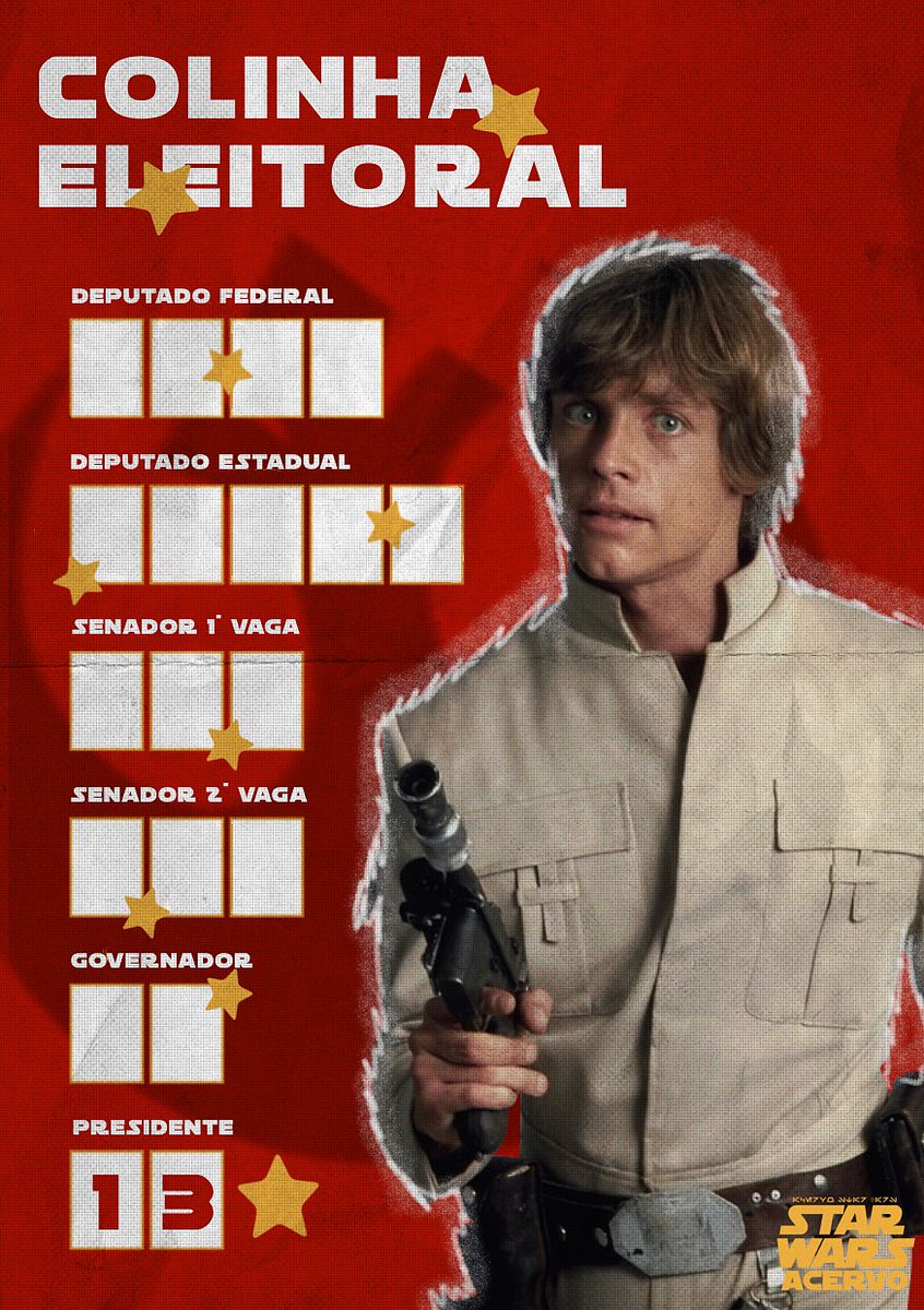 starwarsacervo's tweet photo. Vocês pediram, o Acervo acatou! Fizemos mais oito novas colinhas eleitorais para que vocês possam arrasar na votação de domingo.

Não se esqueçam de atualizar o e-título, checar seus candidatos e votar com consciência! Luh-lah de Alderaan precisa do seu voto, seja você de Tatooine ou de Coruscant. Juntos nós podemos fazer a diferença!