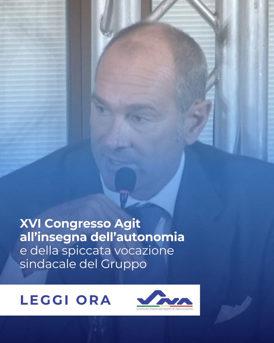 Agenti_SNA's tweet photo. XVI Congresso Agit allโinsegna dellโautonomia e della spiccata vocazione sindacale del Gruppo
Leggi lโarticolo completo su:
https://t.co/C8KQxbtXR0
#sna #xvicongressoagit #agit https://t.co/FvY7tJsFRr