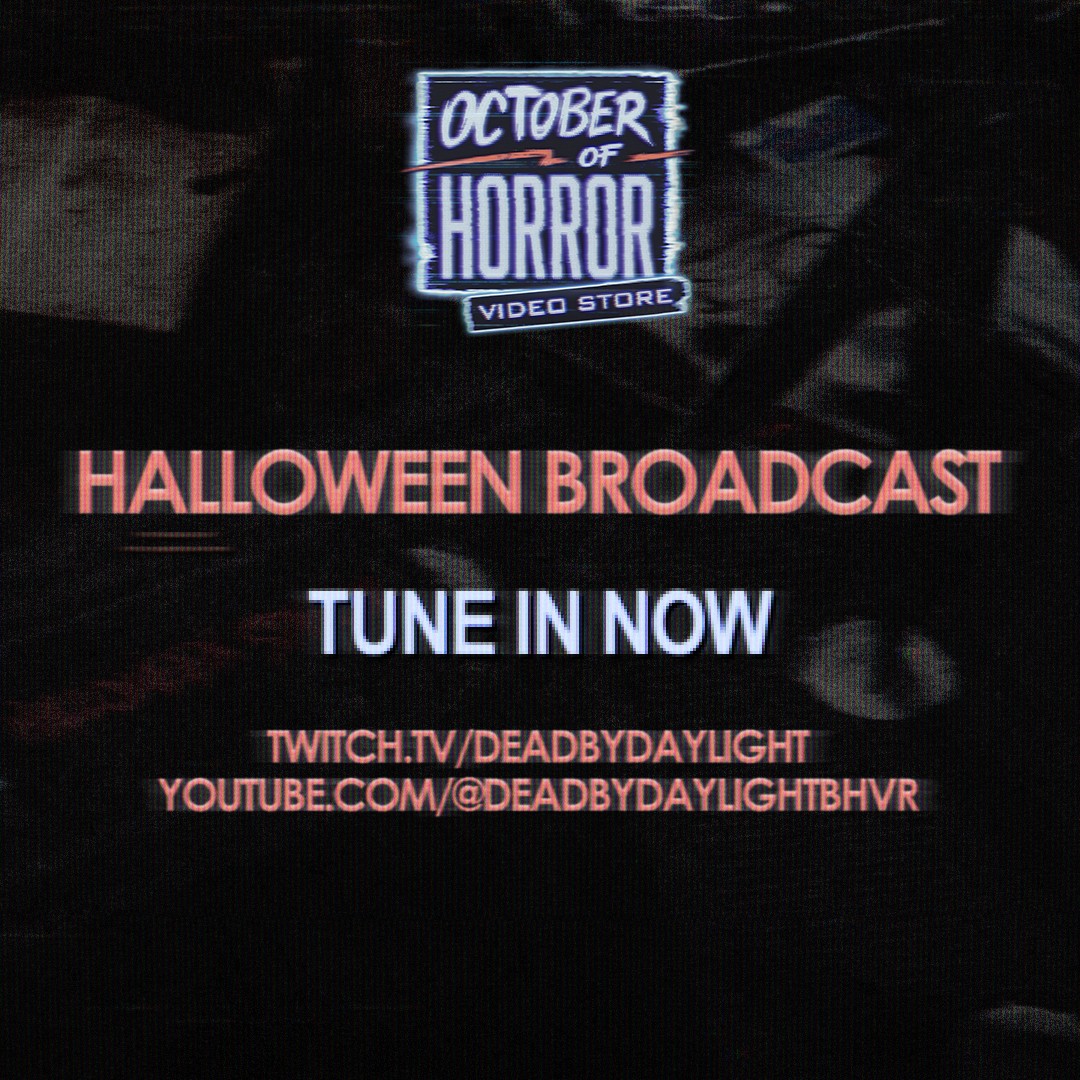 DeadbyDaylight's tweet photo. Tune in if you dare! 👻 We're now live on YouTube and Twitch for our October of Horror Broadcast.

Twitch 🔗https://t.co/ITdBFHFLmK
Youtube 🔗 https://t.co/iMvaUPJjra https://t.co/hy8WXtk4Z3