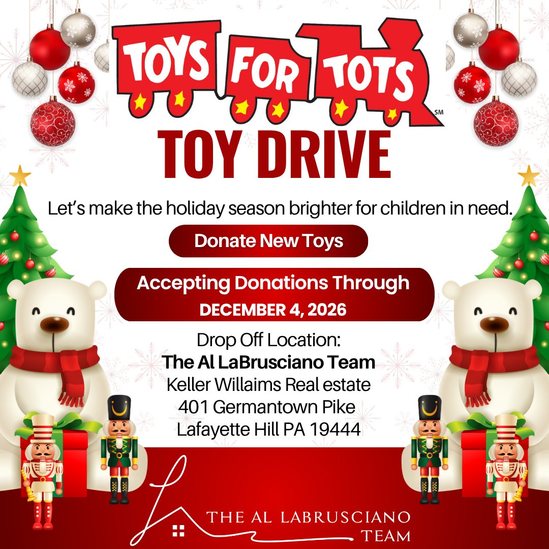 AlsKWTeam's tweet photo. 🎁 Toys for Tots collection starts today! We’re proud that our office is once again a drop-off location. Help us support local children by donating a new, unwrapped toy and bringing a little extra joy to the holiday season. ❤️#ToysForTots #GiveBack #TheAlLaBruscianoTeam https://t.co/J9J2yAUApK