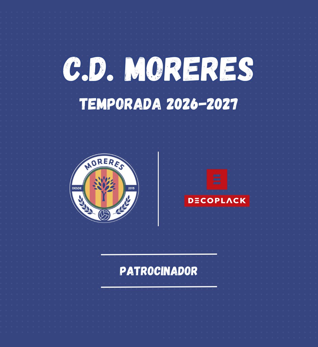 ClubMoreres's tweet photo. @ResidencialCast ANUNCIO
Decoplack cierra nuestro listado de patrocinadores para esta temporada. Una última novedad para seguir haciendo crecer al club.
¡Gracias por vuestra colaboración! 🤝🏻
#PPM #Moreres #Decoplack https://t.co/1qtx1snaR4