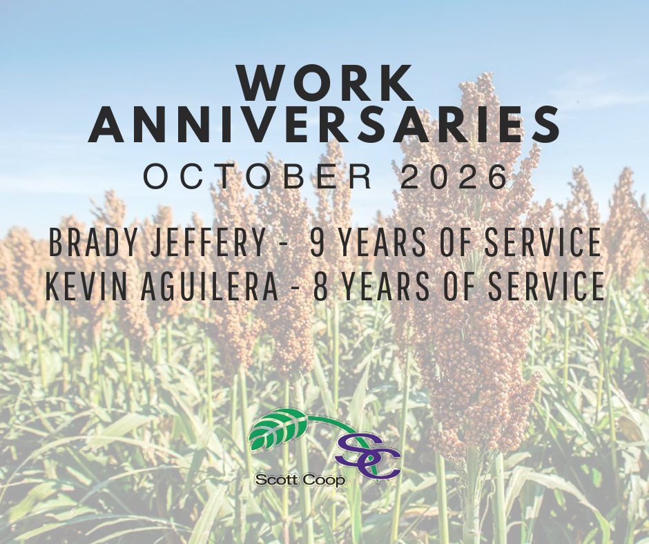 scottcoopassn's tweet photo. Congratulations to our employees celebrating work anniversaries with us this month! #ScottCoop https://t.co/p5eo19LNpV
