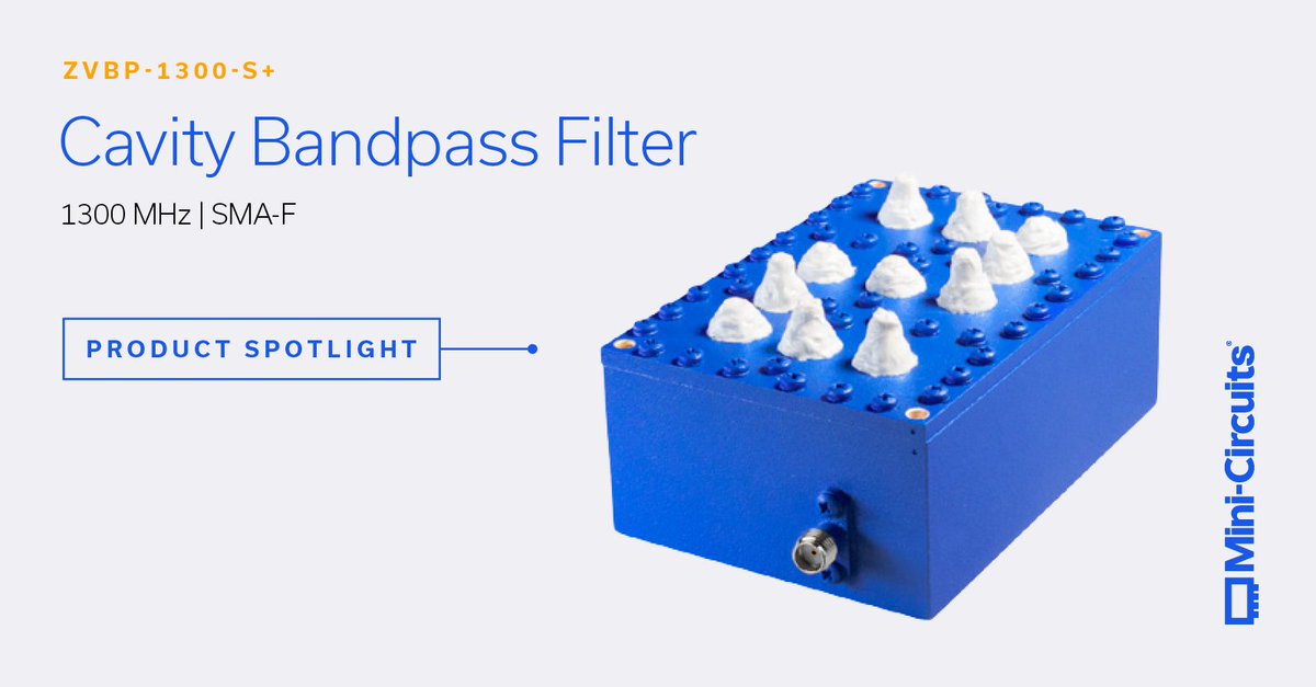 MiniCircuits's tweet photo. ZVBP-1300-S+ is a cavity coaxial bandpass filter designed by implementing resonant structures with very high Q and are ideal for narrow-band, high-selectivity applications including aerospace defense and government and more.

https://t.co/V7FuSjFaFb

#rf #engineering #technology https://t.co/J38aT7GOQt