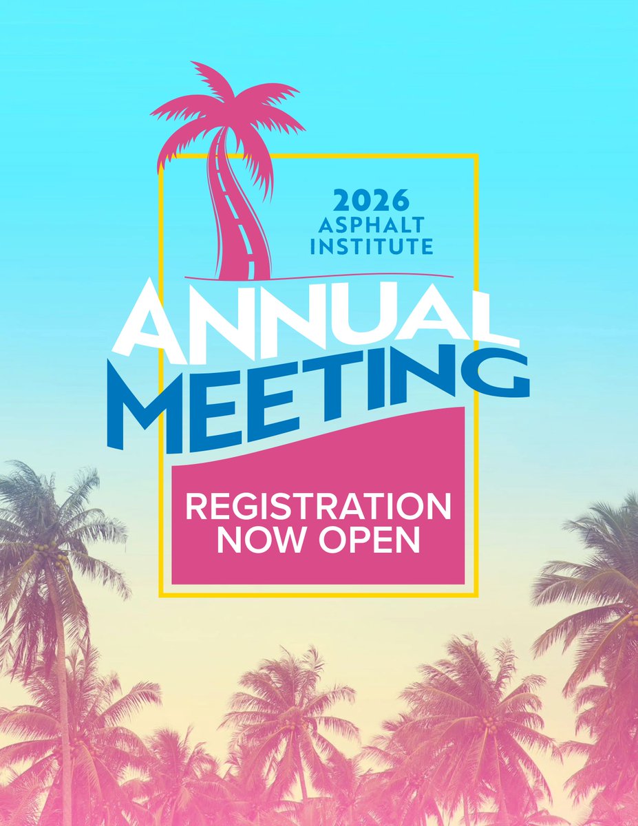Asphalt_Inst's tweet photo. Registration is officially open for the 2026 Asphalt Institute Annual Meeting. The meeting will be held in beautiful Bonita Springs, Florida November 30 - December 3. Asphalt Institute members can register now online: https://t.co/jtDrSkwnN3 #AsphaltInstitute #AnnualMeeting https://t.co/ur73uslG5b