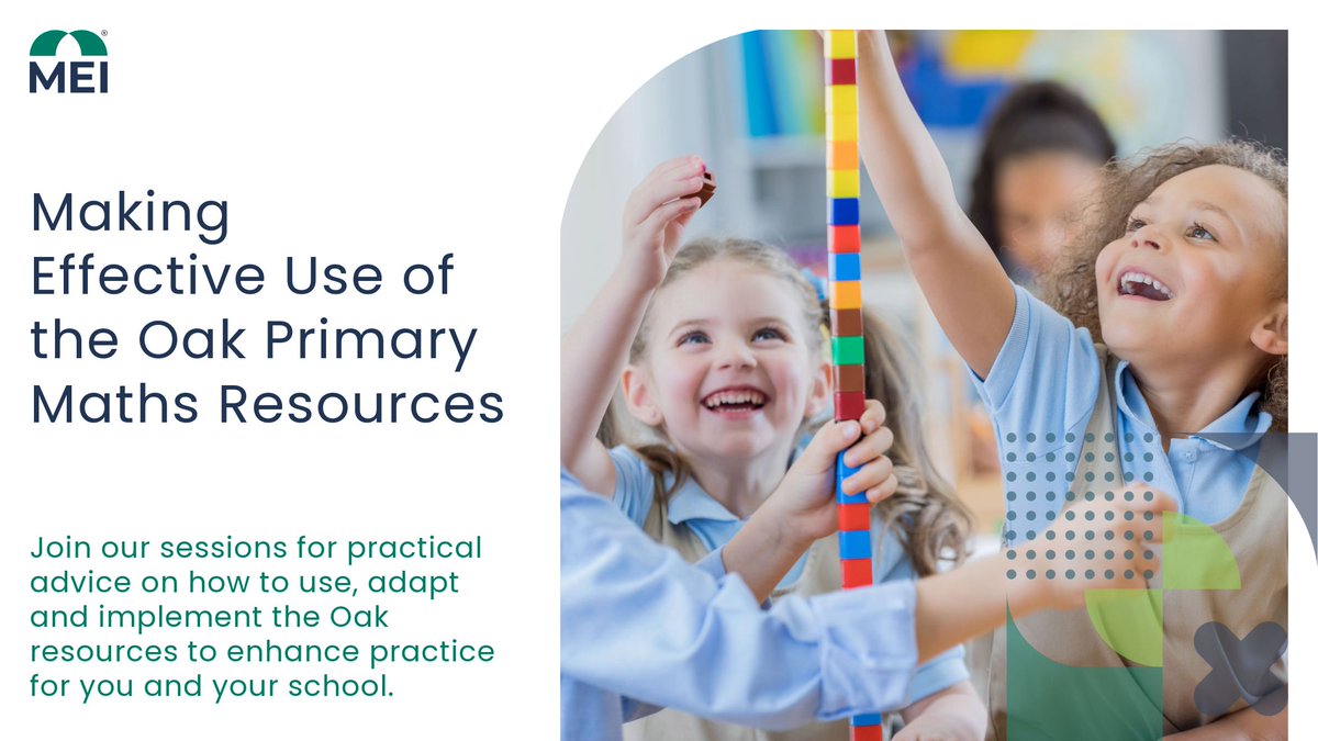 MEIMaths's tweet photo. How can you make effective use of the Oak Primary Maths resources in your school?

Our 4-session online course explores how the resources can be used, adapted and implemented effectively.

📅 Starts 3 Nov
🕑 15:45

🔗 https://t.co/prVQHAqxxz

#PrimaryMaths #MathsCPD https://t.co/5Cmn6Bn13x