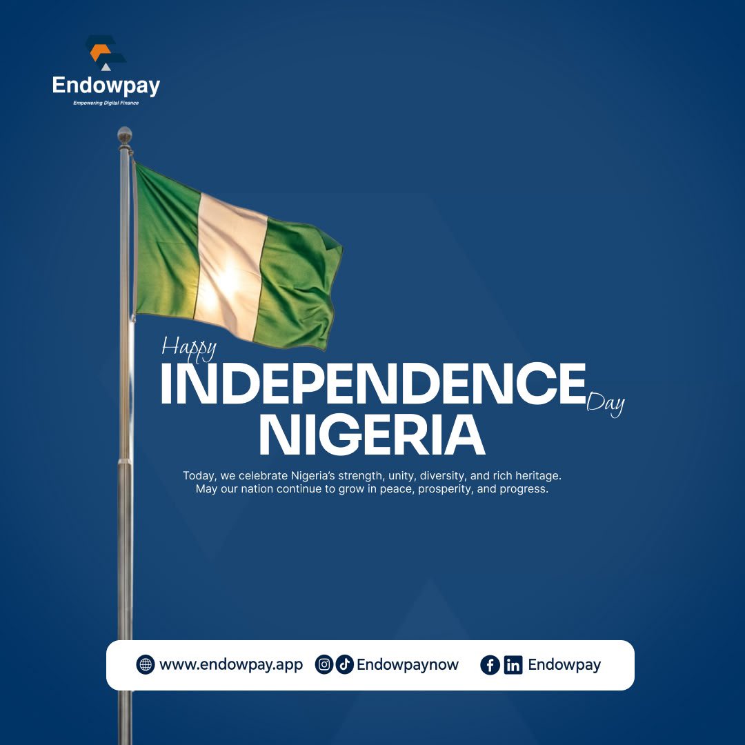 endowpay's tweet photo. 🇳🇬 Good afternoon, Nigeria! 💚🤍💚

Celebrating our beautiful nation, our resilience, and the hope for a brighter tomorrow.

Happy Independence Day from EndowPay! 🎉

#IndependenceDay #Nigeria #EndowPay https://t.co/qVGKYlAPgx