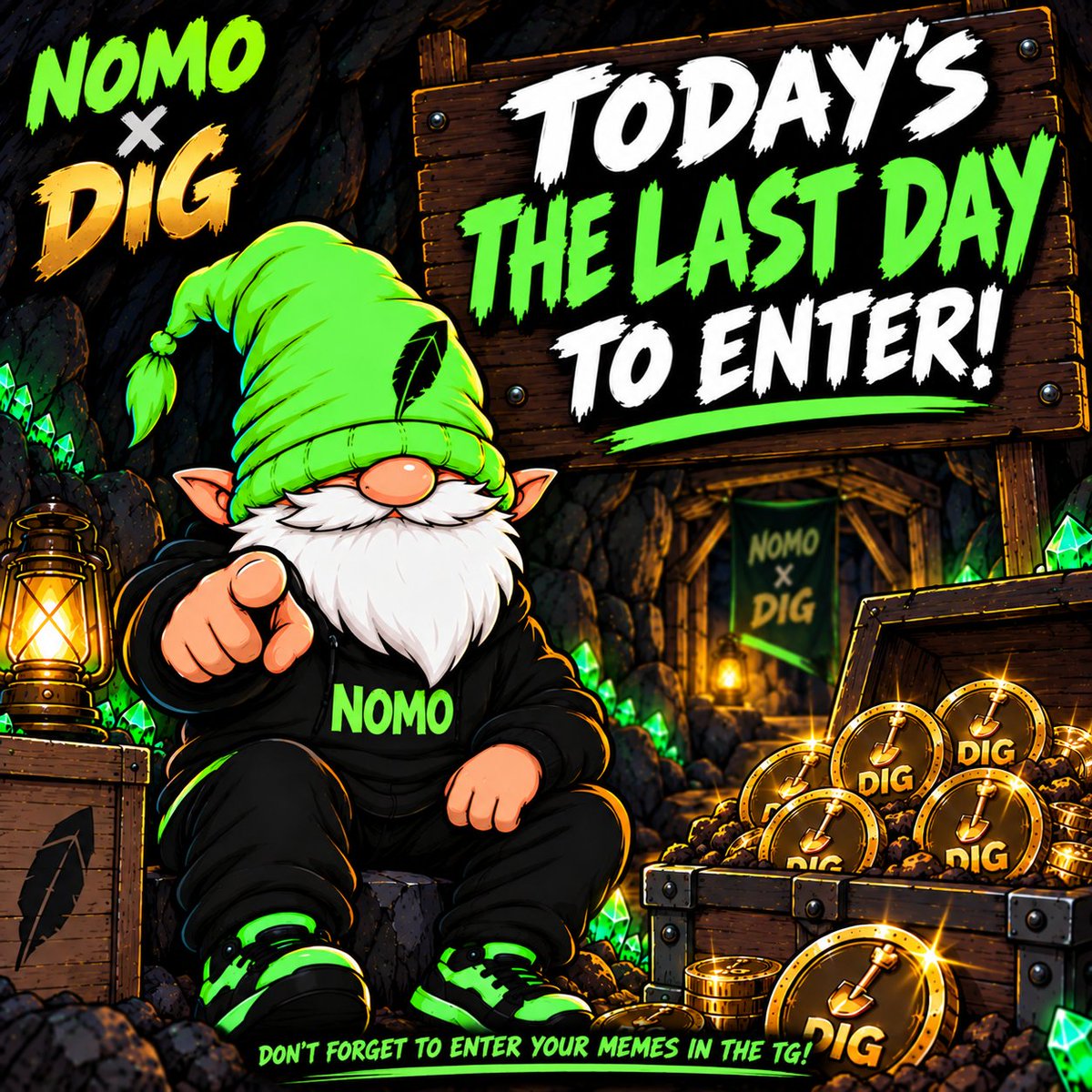 NOMOonrobinhood's tweet photo. Today's the last day to enter the NOMO/DIG MEME CONTEST dont for get to share your memes in the tg https://t.co/cGKHHf6GDS
If you dont have the required dig or nomo nows a great time to get them DIG CA 0x1EB40DdD4C2ef3144c189Df4C08f4CAfcA2aBebe
NOMO Ca 0xfD036176739e03BaB9E5eA881069Ca2845e5c0de