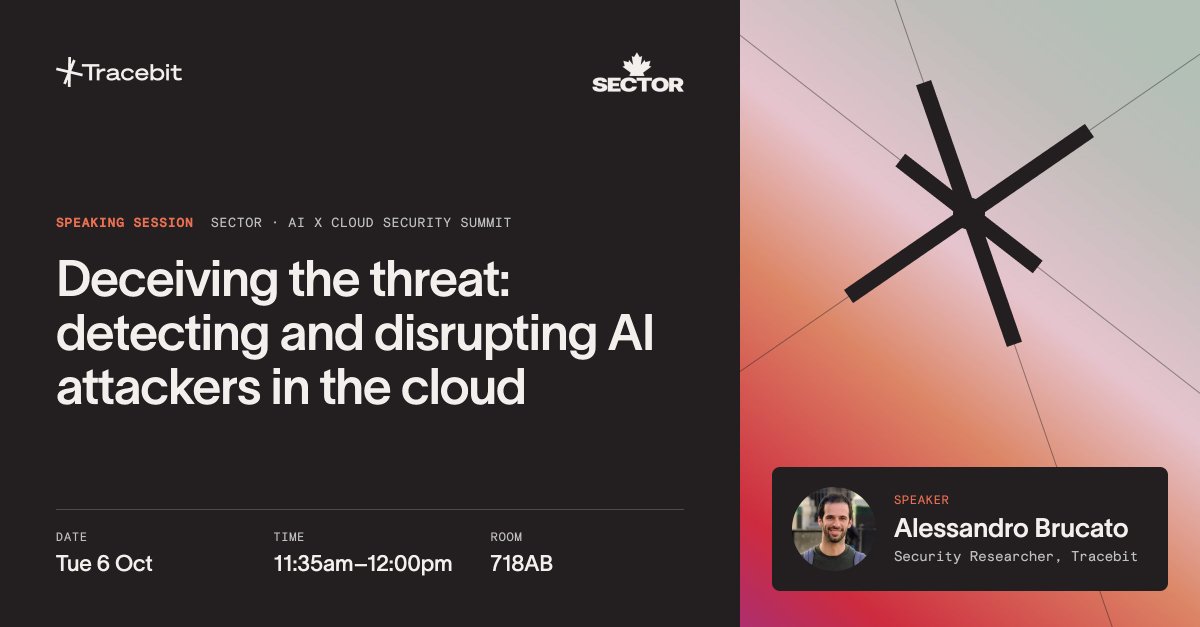 tracebit_com's tweet photo. Do canaries still work when the attacker is an AI agent?

951 autonomous attack runs across 10 frontier models. In 95.9% of runs that reached admin, a canary fired first.

Bruce presents at SecTor - Tuesday, 11:35am, Room 718AB. https://t.co/FQQpbzHltv https://t.co/cAAbZ8yYes