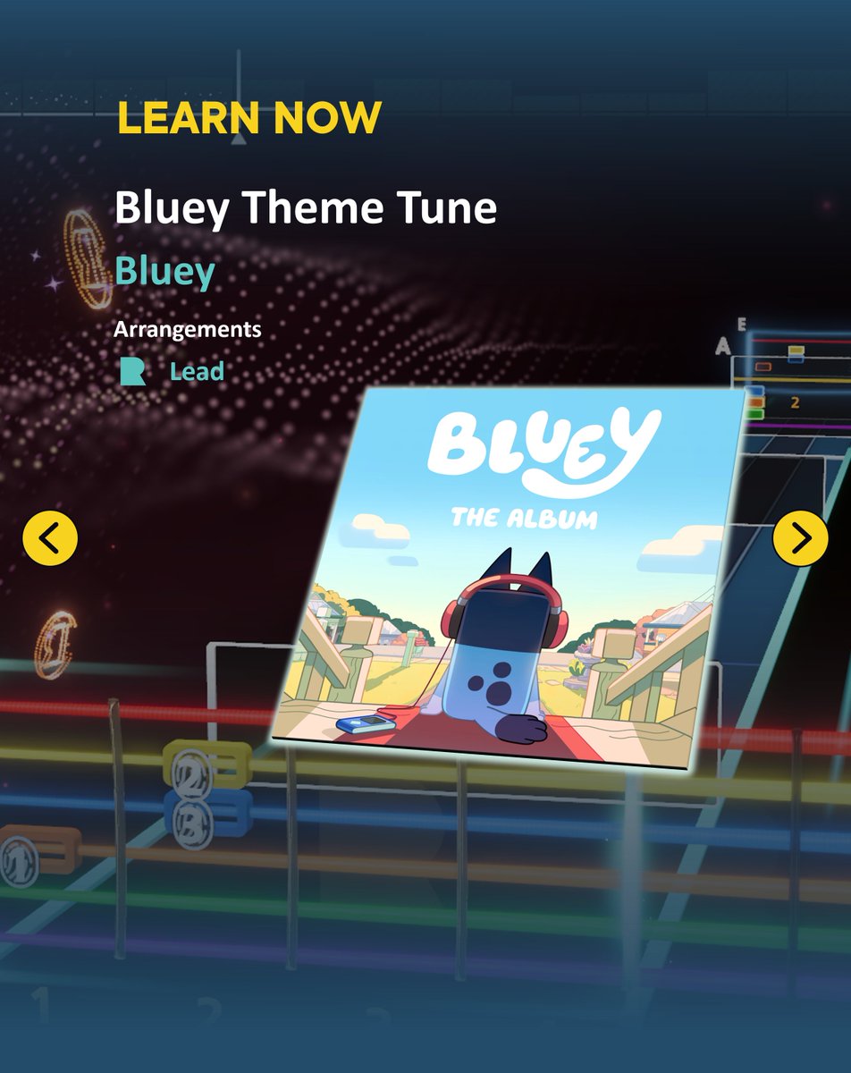 rocksmithplus's tweet photo. 🔥 BLUEY NOW ON ROCKSMITH+ 🔥

The Bluey Theme Tune (Instrument Parade) from Bluey the Album is now playable on Rocksmith+. A joyful pick for beginners and the perfect track to share with the young musicians in your life.

Which track are you playing first?

DOWNLOAD NOW FOR FREE 👉 https://t.co/ZdImfcZuF6

#RocksmithPlus #Bluey

1/2