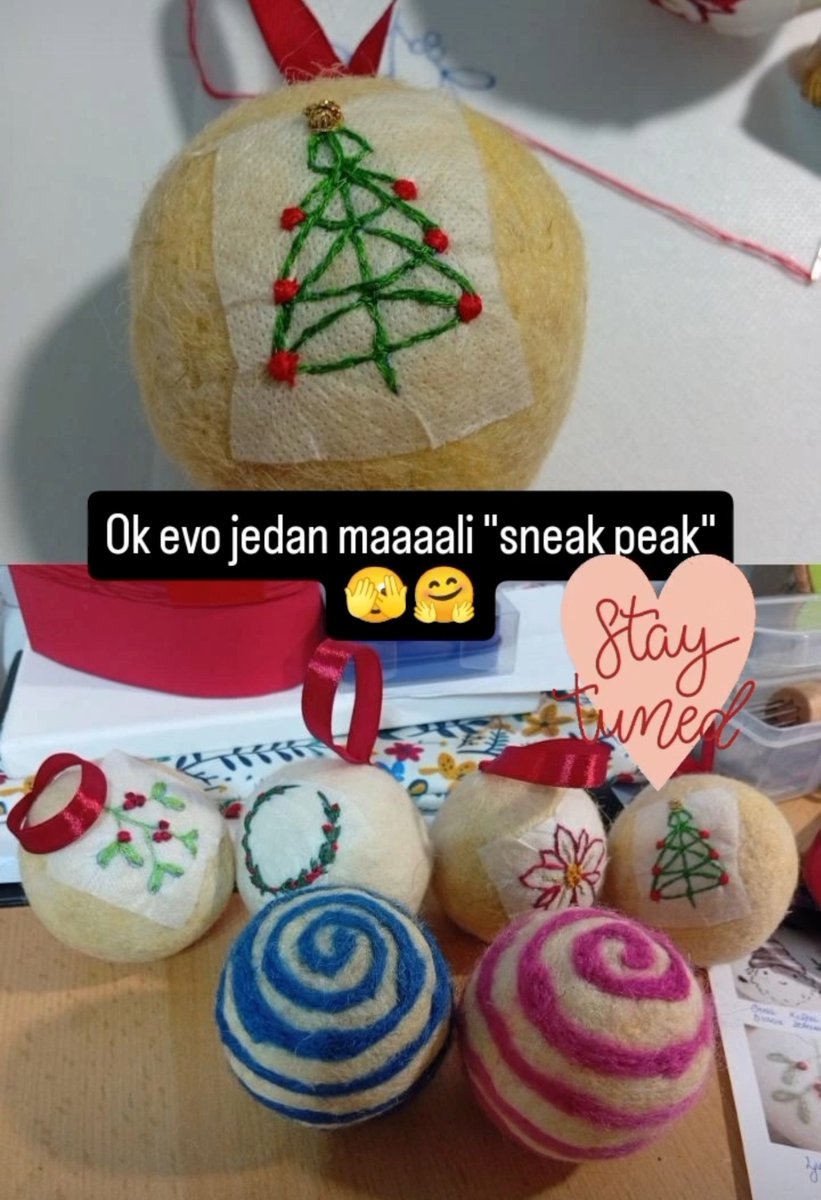 _Made_you_l00k_'s tweet photo. Ako mogu da vas zamolim za malo pažnje i još samo maaaalo strpljenja 💕

Uskoro otvaram porudžbine za novogodišnje ukrase od vune, oplemenjene vezom, kako bih osigurala da ove godine niko ne ostane bez svojih kuglica 🥰

Do tad jedan mali "sneak peak" da vidite šta vas čeka 💕 https://t.co/VZbNPa0js0