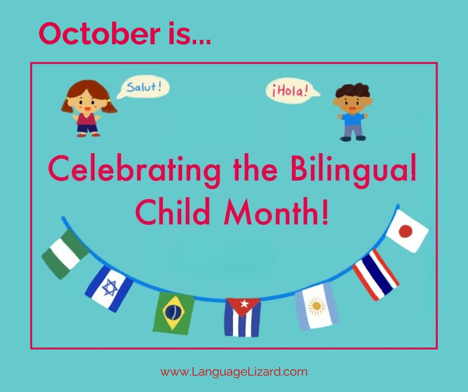 LanguageLizard's tweet photo. October is Celebrating the Bilingual Child Month! 🎉

Let's honor the amazing cognitive and cultural superpowers of multilingual kids. 🌟 

#CelebratingTheBilingualChildMonth #BilingualEducation #LanguageLizard #DualLanguage #BilingualKidsBooks https://t.co/LFz8skaBAC