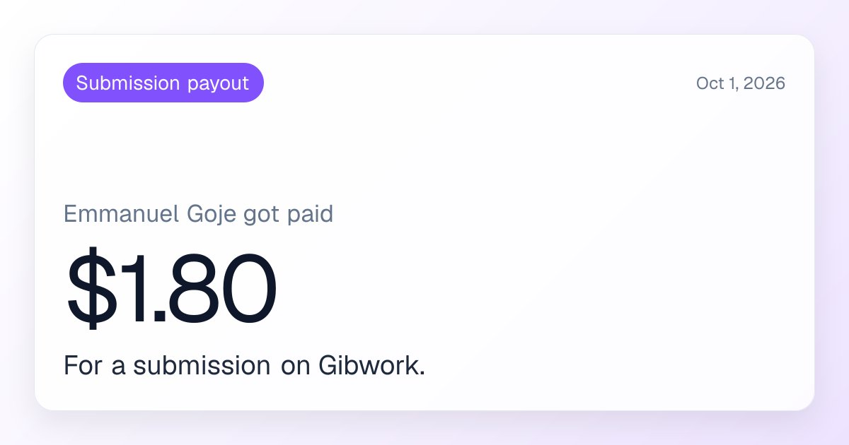 gibworkbot's tweet photo. Payout of $1.80 has been sent to @emmanuel1781046 for the "Introduce Yourself to the Community" task. https://t.co/rI7imgMw2e