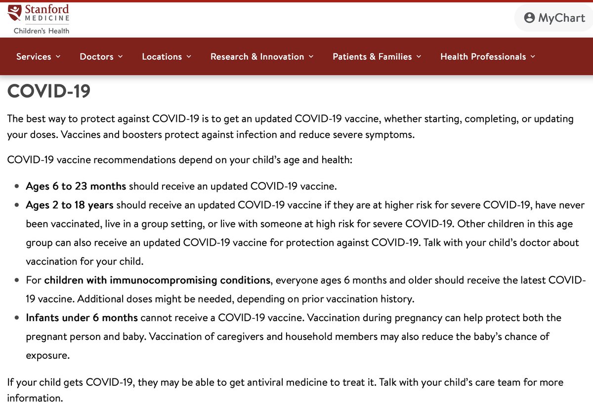 MaryBowdenMD's tweet photo. It's discouraging and embarrassing to see my alma mater @StanfordMed recommend all babies 6 - 23 months get a COVID shot. https://t.co/PYRptzVKMY