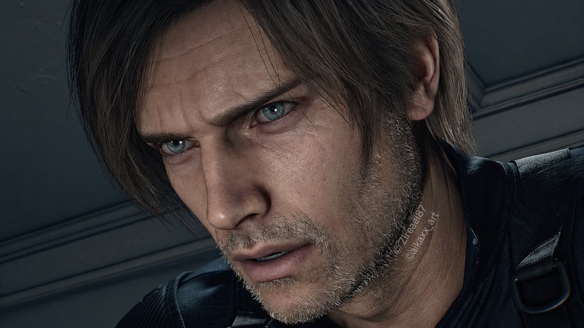 Zireael1987's tweet photo. Why is his face so pretty? Even when he's mad. ❤️😩 
Thank you @AikaXx_art (sister in crime) for helping me with the first 2 photos. 
 My screenshots. 
#LeonKennedy #leonscottkennedy #re9 #ResidentEvil      
#capcom #TikTok #viral #Photomode #virtualphotography #ps5  #leon #fyp https://t.co/kyJ9XeqwVx