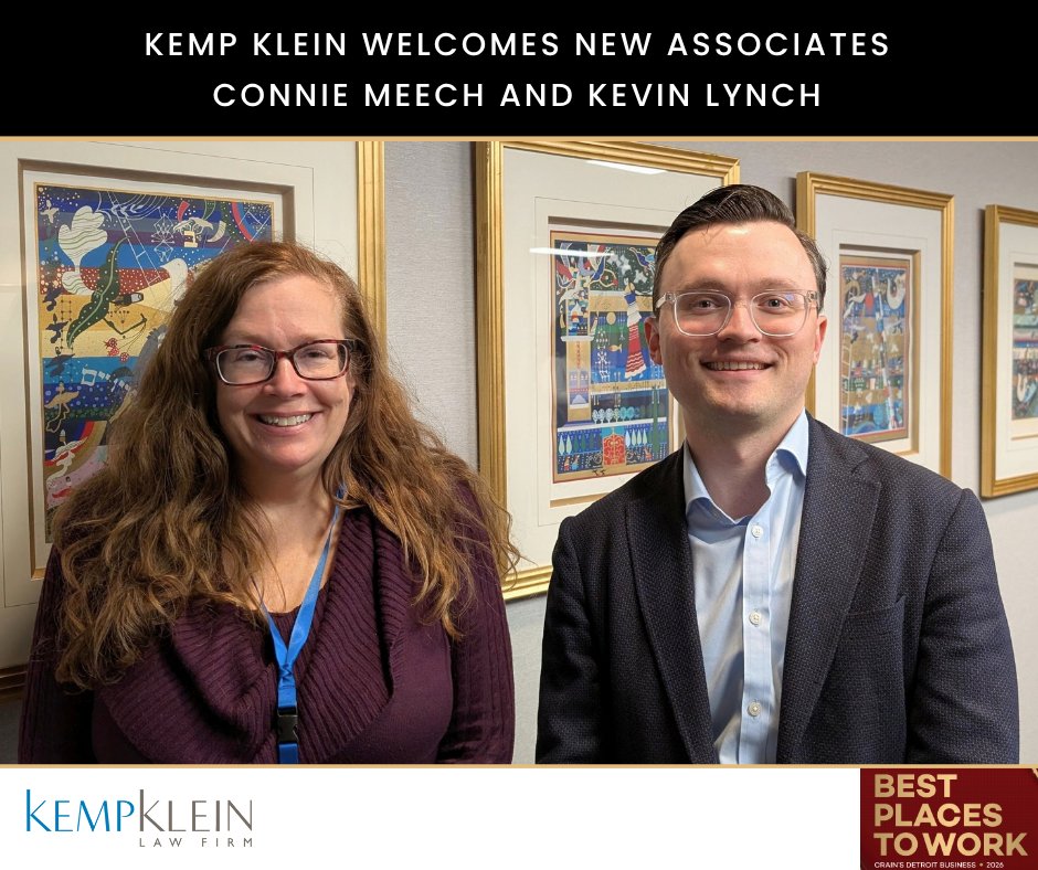 KempKleinLaw's tweet photo. Kemp Klein welcomes new associates Connie Meech and Kevin Lynch!

Connie brings experience in estate planning, probate and trust administration.

Kevin focuses on employment law, with a background in HR.

We celebrated their arrival with a welcome breakfast! https://t.co/eDwD5wnDjN
