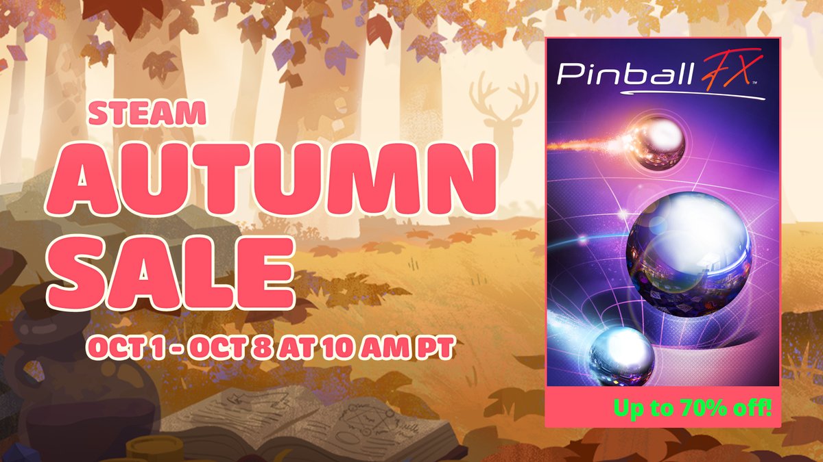 PinballFX's tweet photo. 🍂The Steam Autumn Sale reached Pinball FX!🍂

With EVERY table pack discounted, now’s the perfect time to pick up everything from Williams classics to tables inspired by major entertainment brands like Universal Studios and Star Wars.

👉Save up to 70%: https://t.co/vFVqEfKjfk https://t.co/WiMVAn5ITf